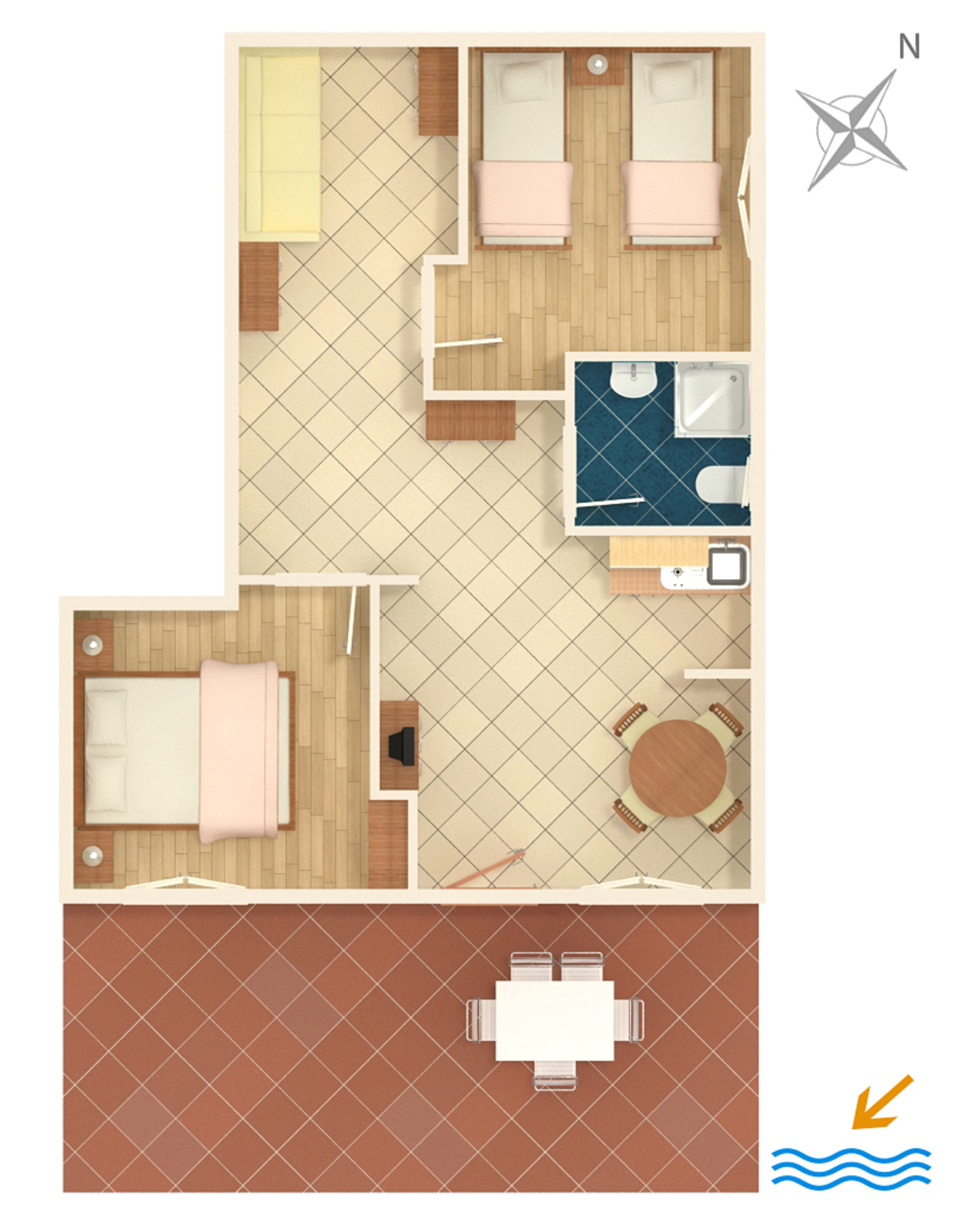 Two bedroom apartment with terrace Novi Vinodolski  A-a