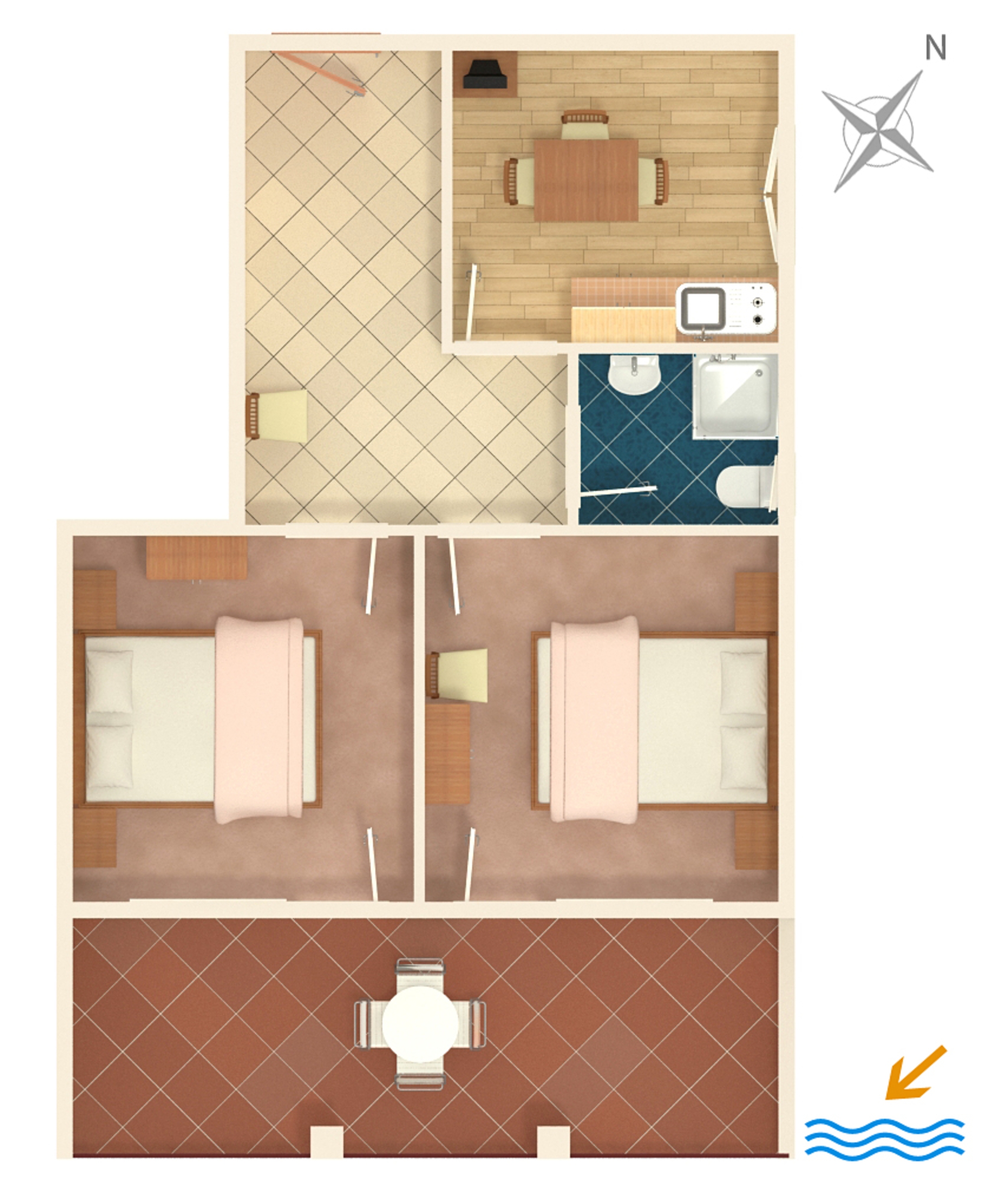 Two bedroom apartment with terrace and sea view Novi Vinodolski  A-b