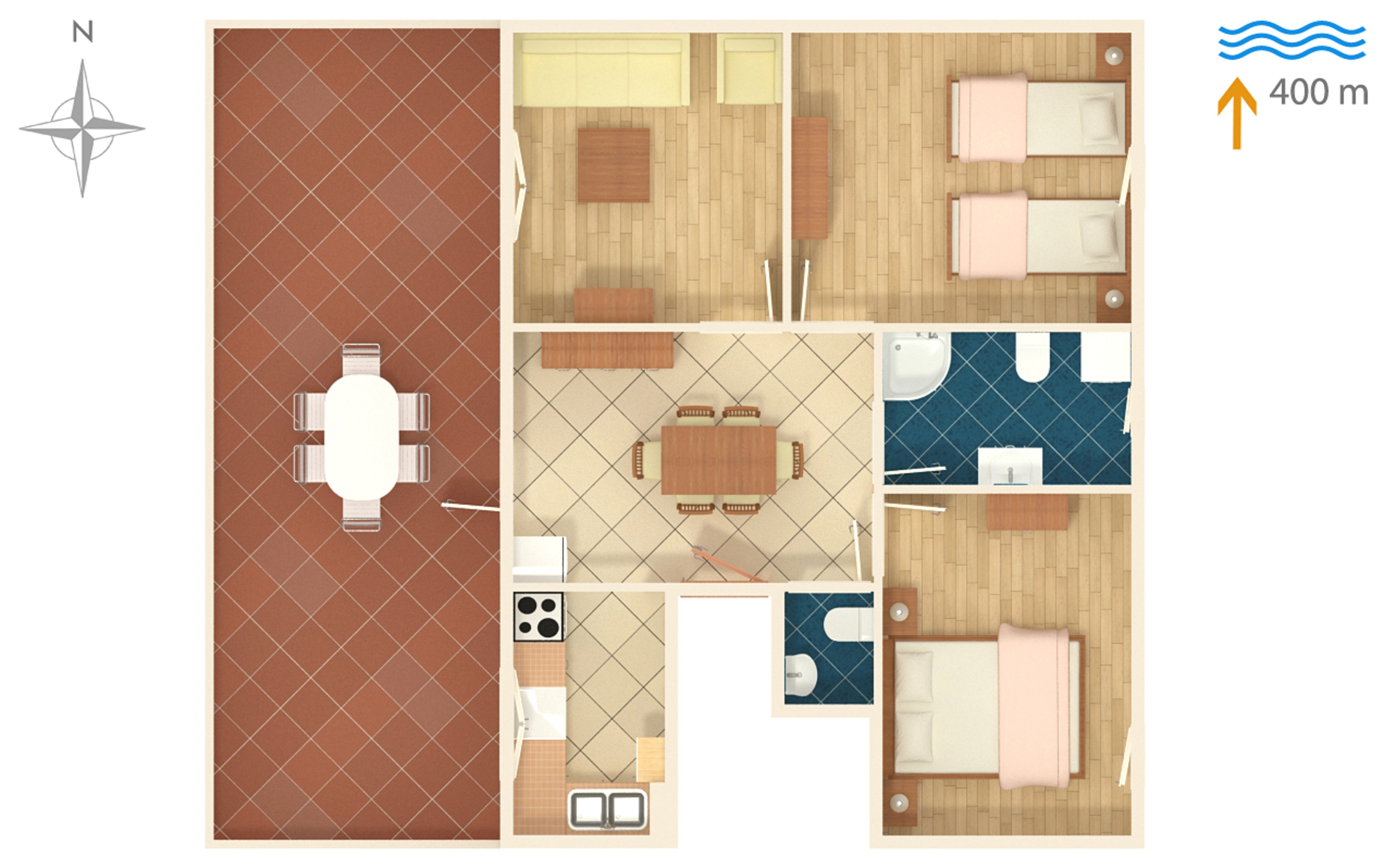 Two bedroom apartment with terrace and sea view Supetar, Brač  A-a