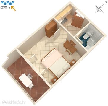 Plan Žrnovska Banja, Plan in the apartment, dopusteni kucni ljubimci i WIFI.