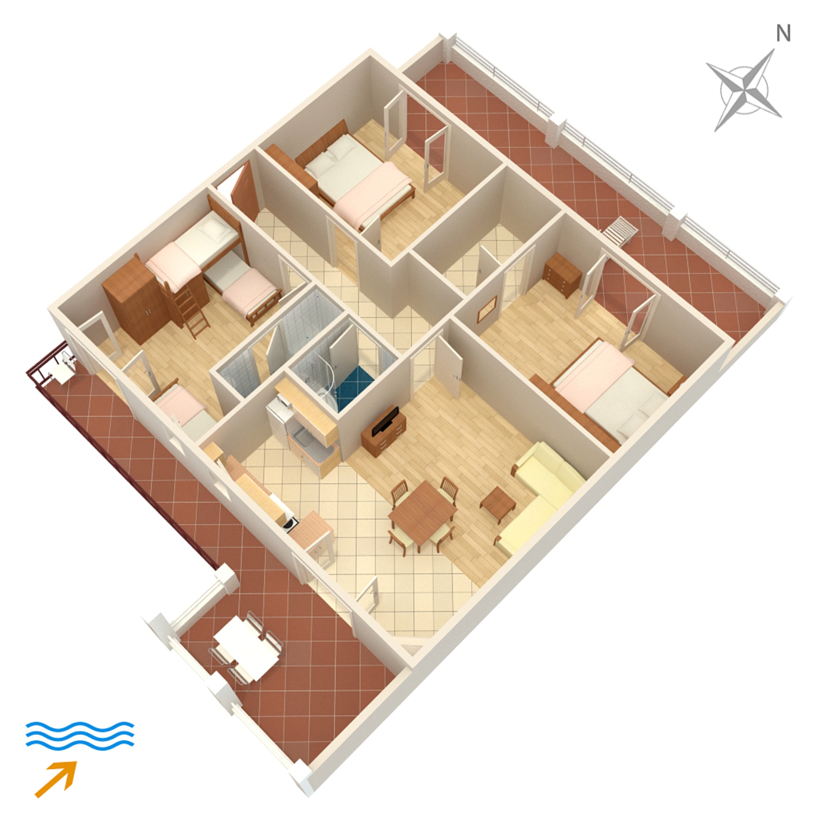Three bedroom apartment with terrace and sea view Jelsa, Hvar  A-b