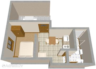 Plan Žrnovska Banja, Plan in the studio-apartment.