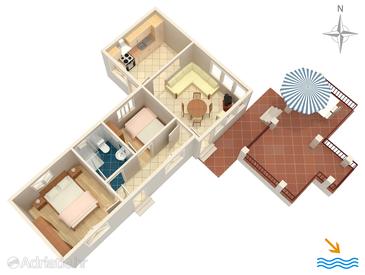 Plan Korčula, Plan in the apartment, dopusteni kucni ljubimci i WIFI.