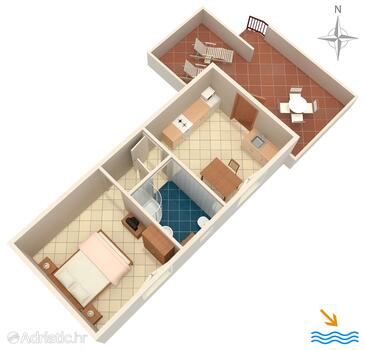 Plan Korčula, Plan in the apartment, dopusteni kucni ljubimci i WIFI.