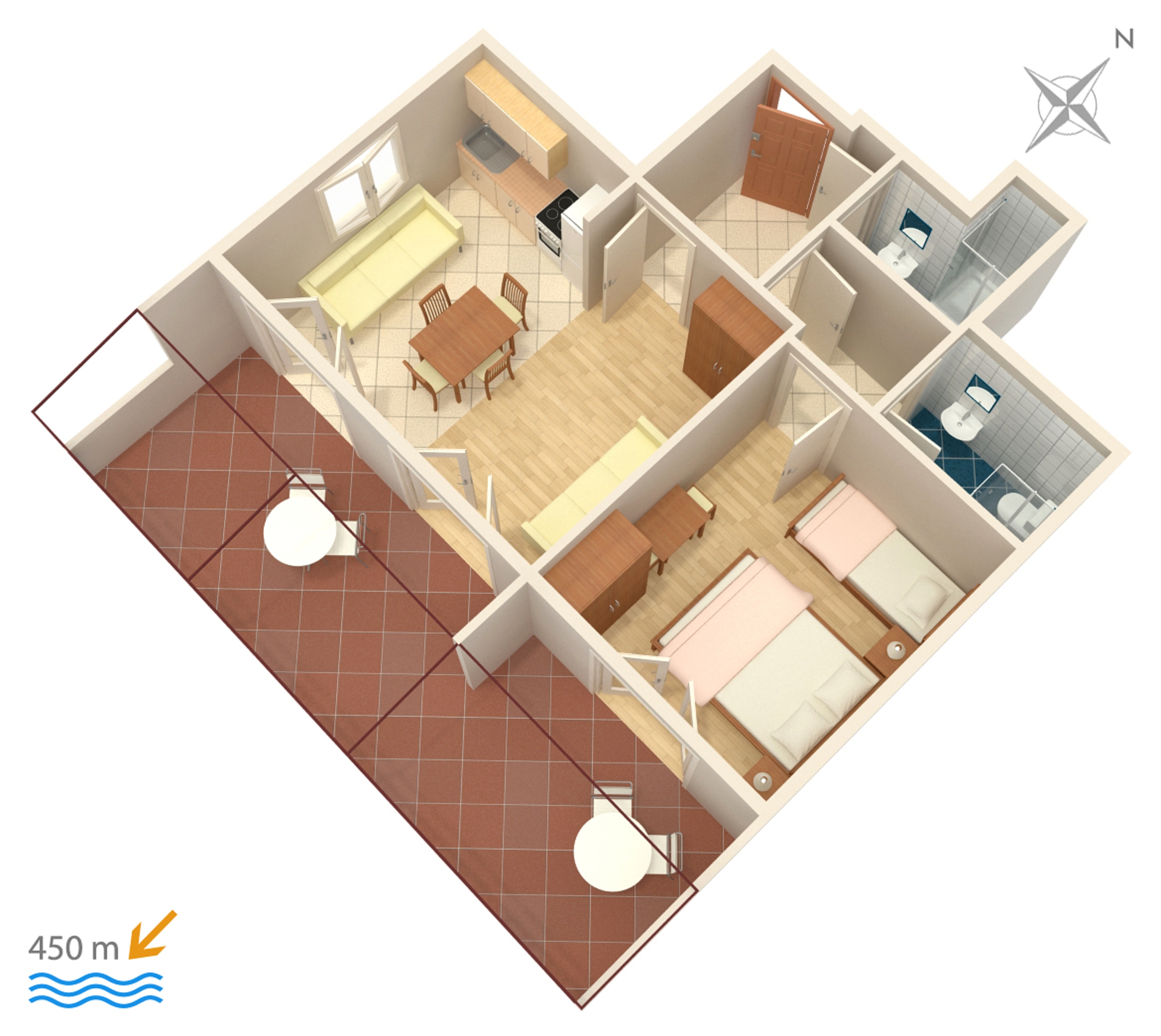 One bedroom apartment with terrace Stari Grad, Hvar  A-e
