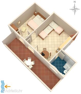 Bibinje, Půdorys v ubytování typu studio-apartment, WiFi.