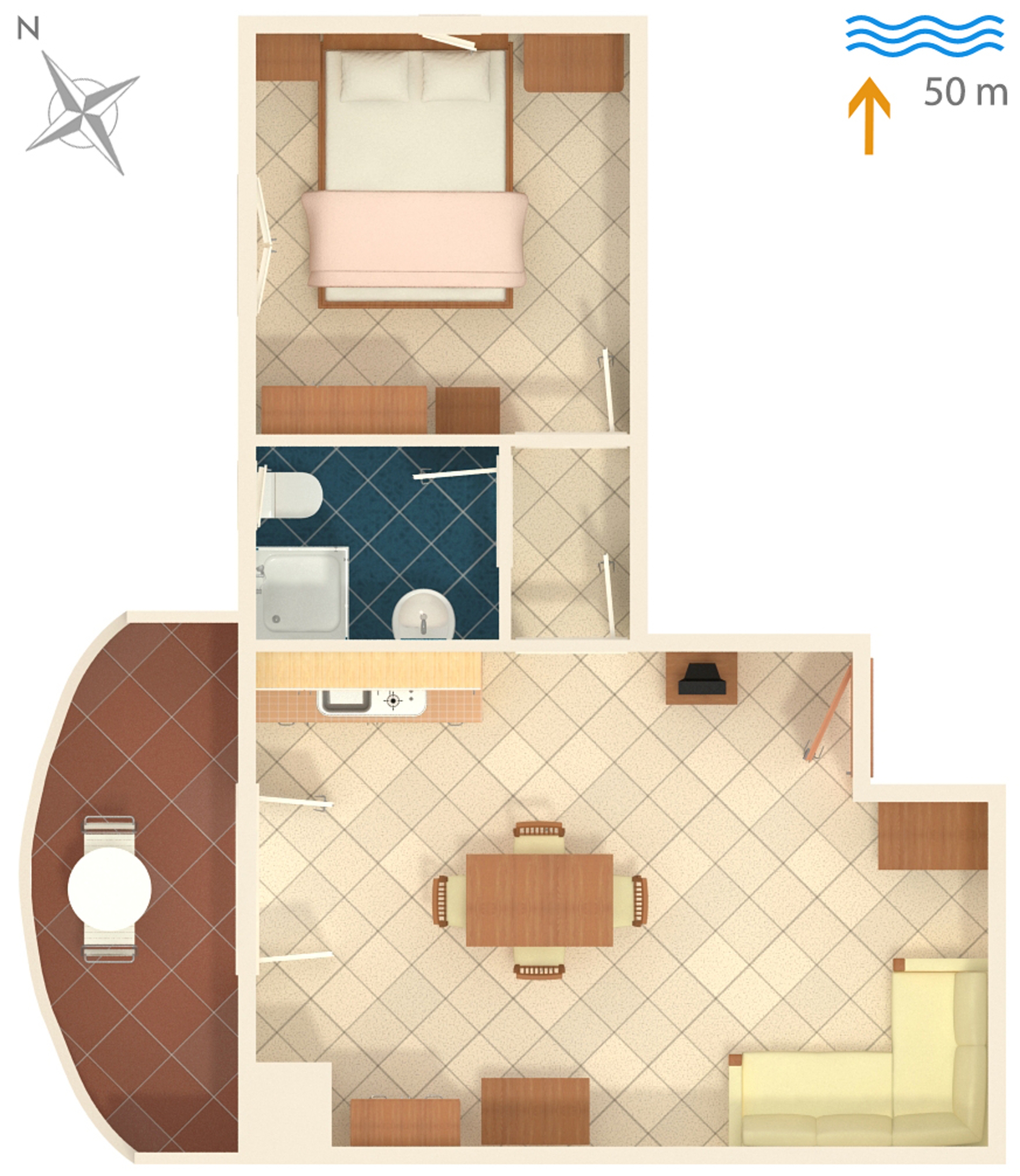 Jednosobni apartman uz plažu Ražanac, Zadar  A-c