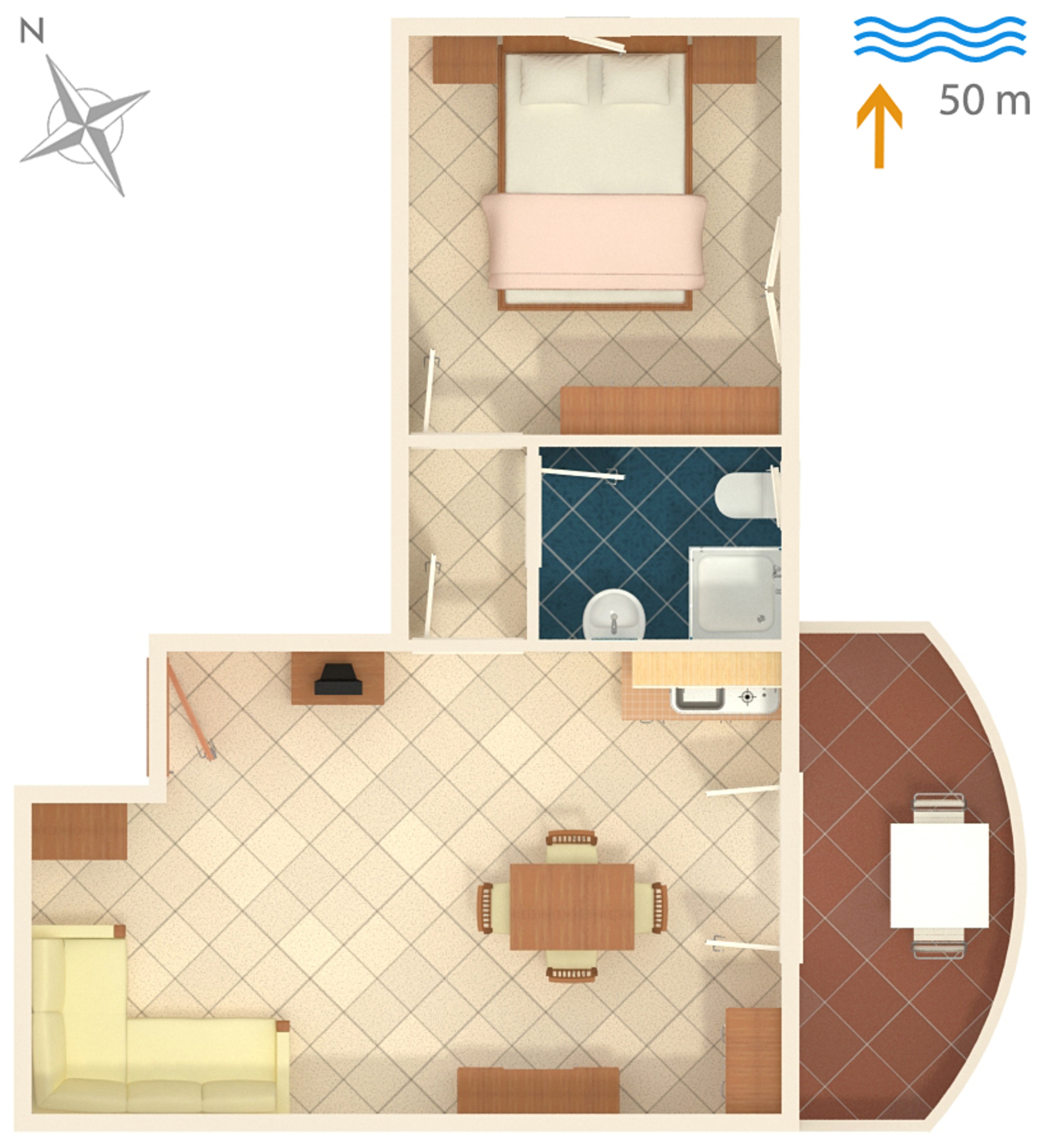 Jednosobni apartman uz plažu Ražanac, Zadar  A-d