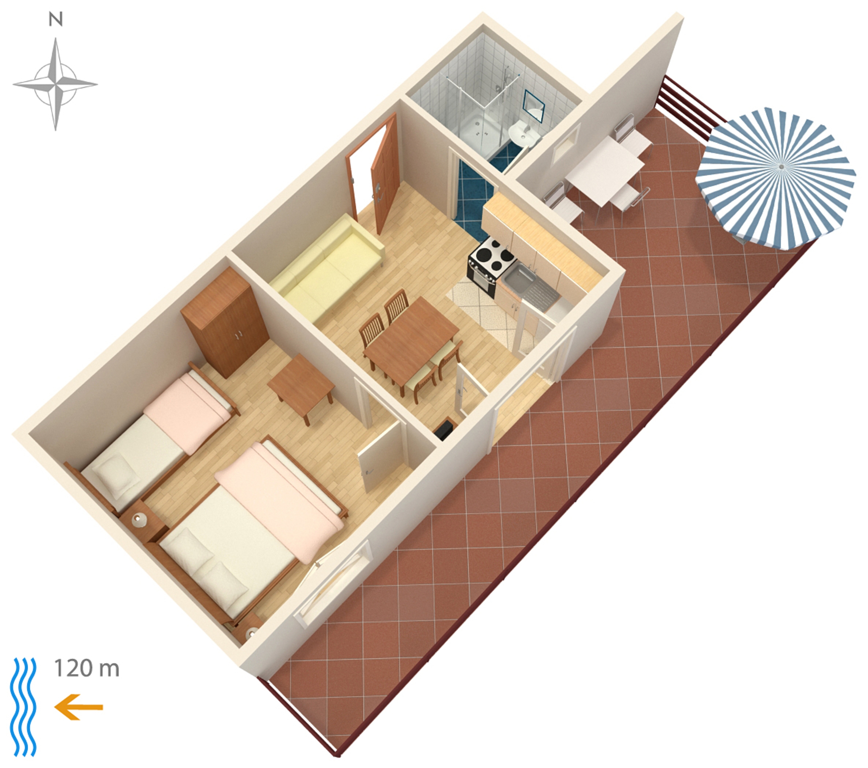 One bedroom apartment with balcony and sea view Bibinje, Zadar  A-c