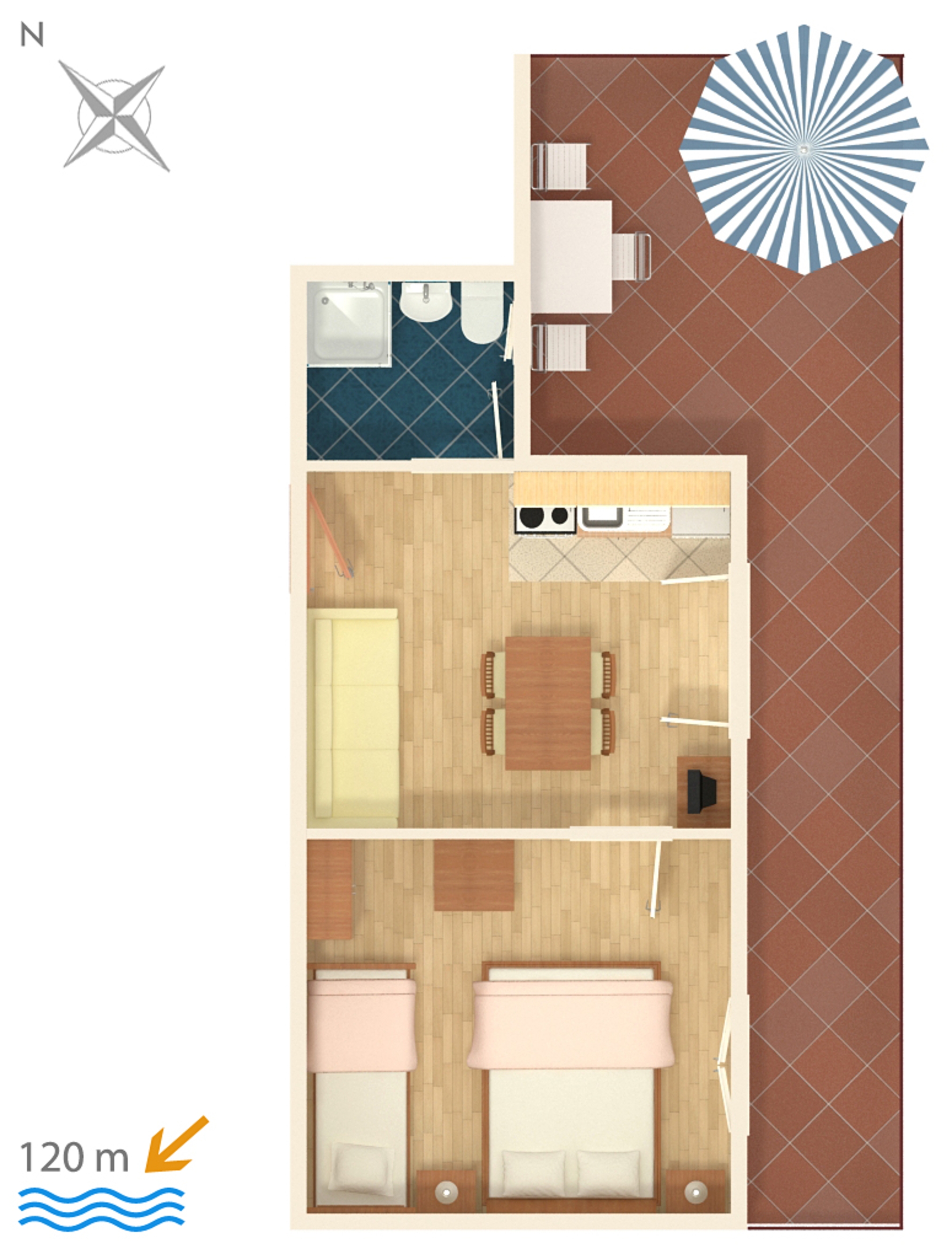 One bedroom apartment with balcony and sea view Bibinje, Zadar  A-c