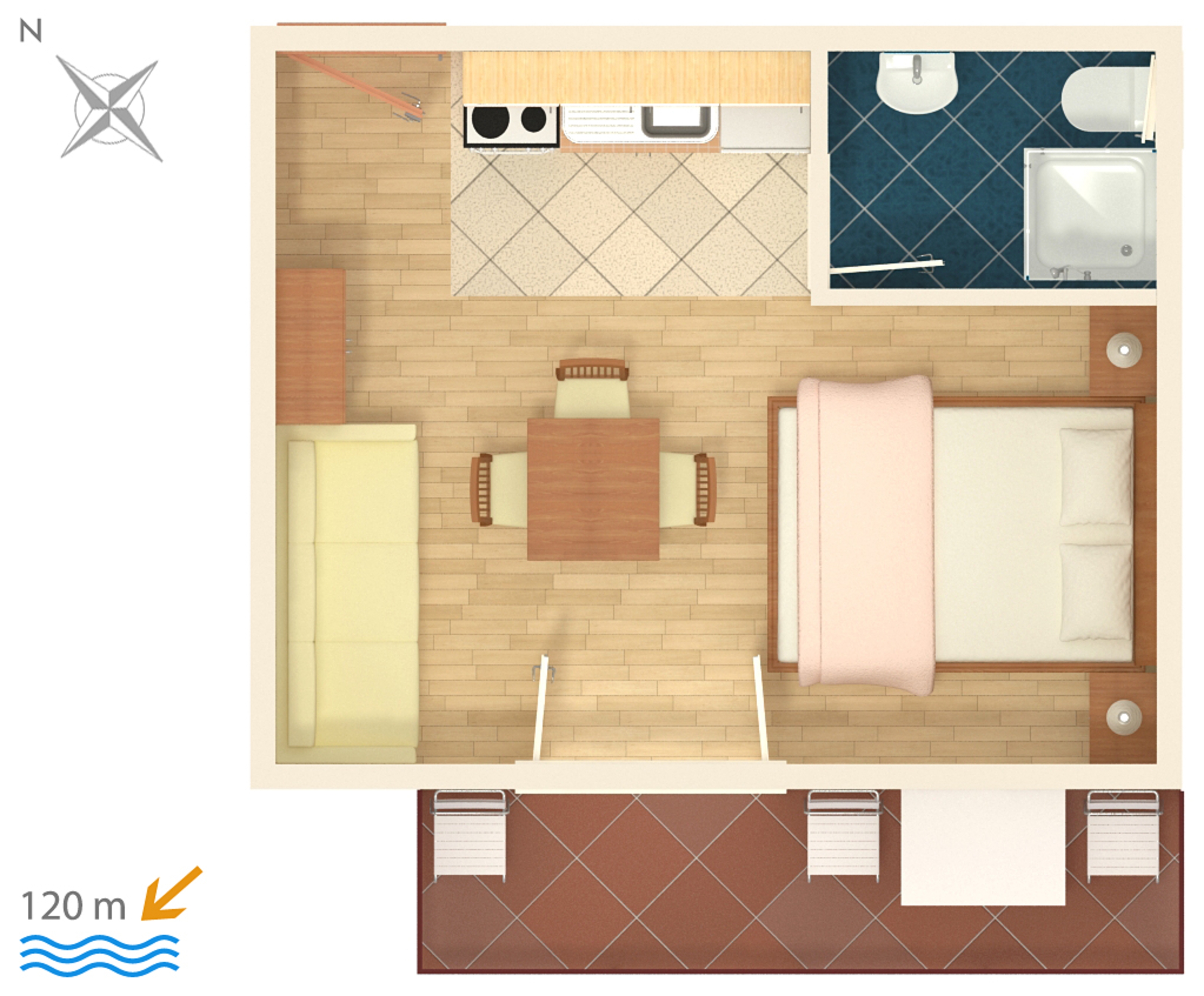 Studio flat with balcony and sea view Bibinje, Zadar  AS-b