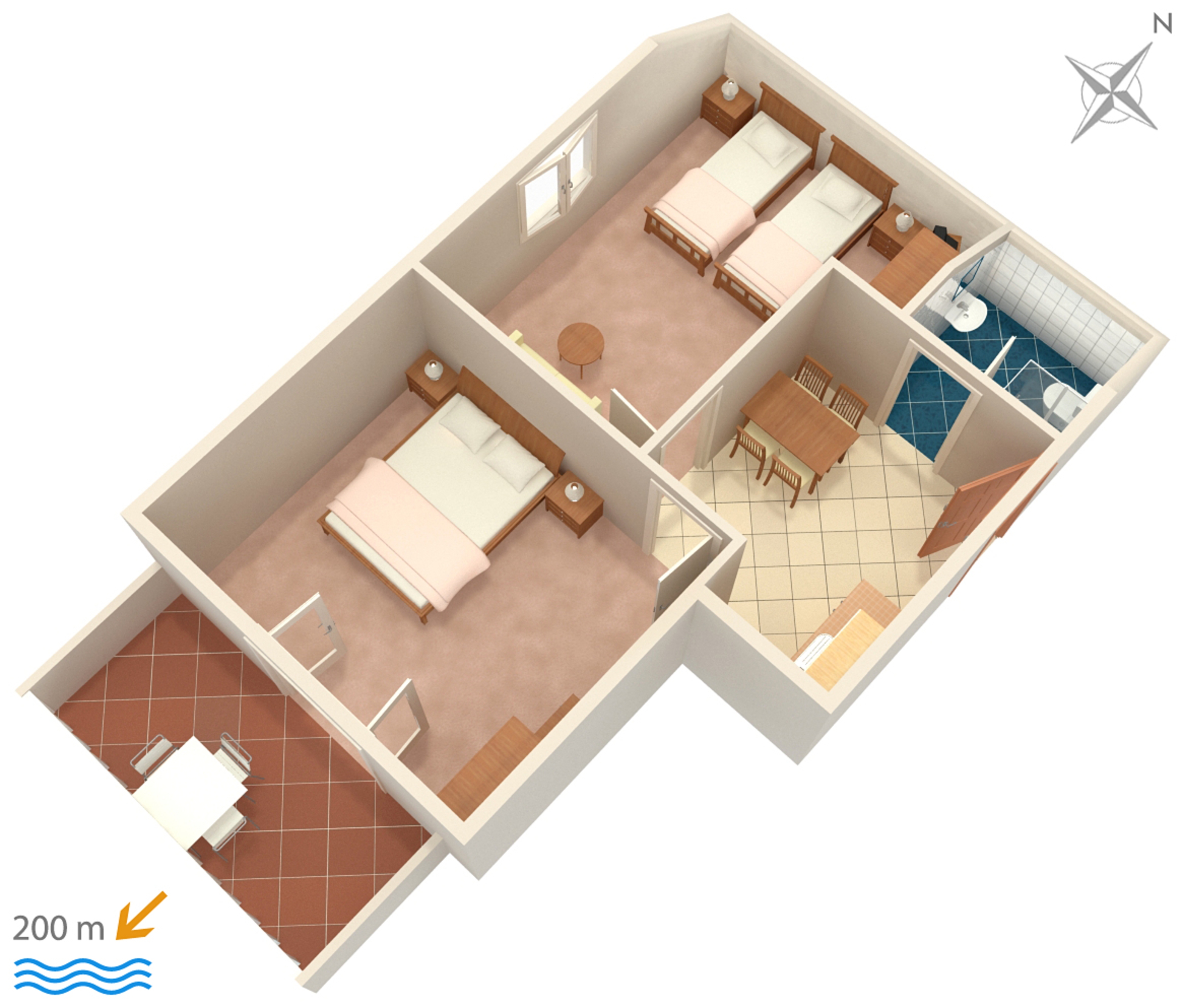 Two bedroom apartment with terrace and sea view Vrsi - Mulo, Zadar  A-a