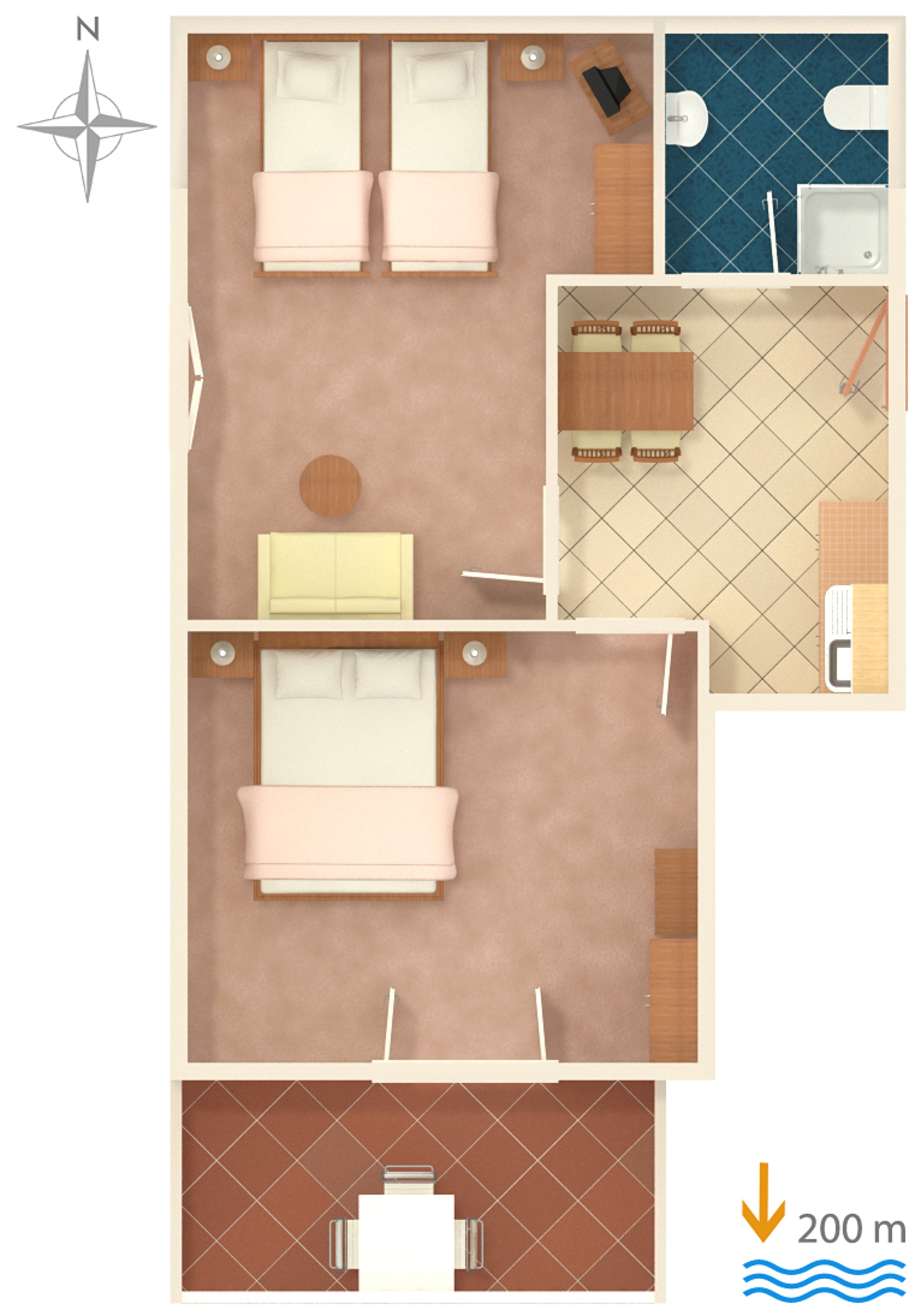 Two bedroom apartment with terrace and sea view Vrsi - Mulo, Zadar  A-a