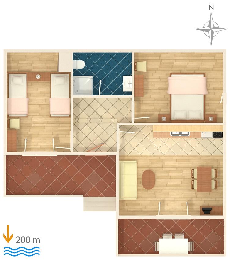 Apartmán v meste Vrsi - Mulo - 5796