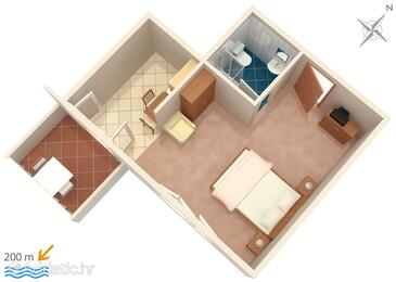 Plan Vrsi - Mulo, Plan in the studio-apartment, WIFI.