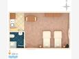 Vrsi - Mulo, plattegrond in the studio-apartment, WiFi.