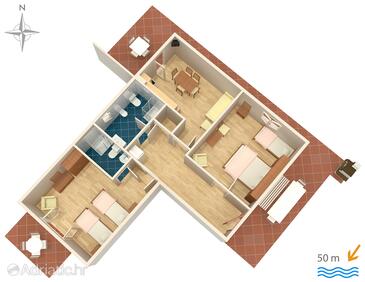 Plan Zadar - Diklo, Plan in the apartment, dopusteni kucni ljubimci i WIFI.