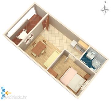 Plan Vrsi - Mulo, Plan in the apartment, dopusteni kucni ljubimci i WIFI.