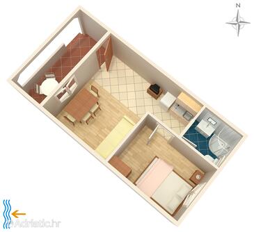 Plan Vrsi - Mulo, Plan in the apartment, dopusteni kucni ljubimci i WIFI.