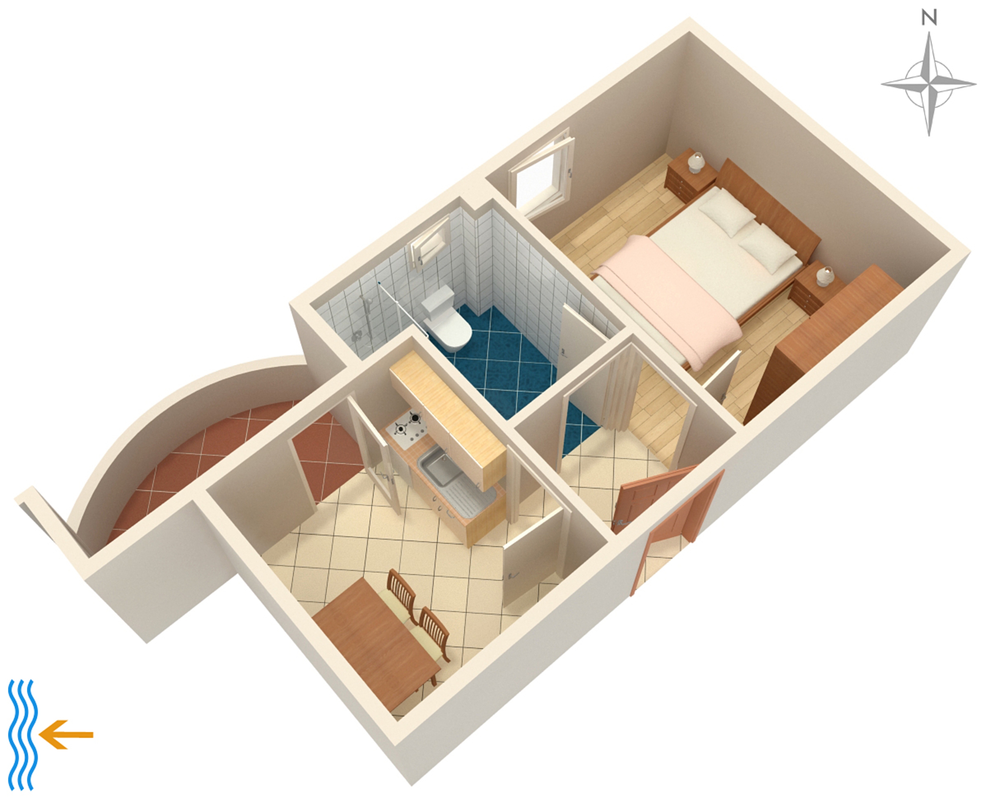 One bedroom apartment with terrace Zadar - Diklo, Zadar  A-a
