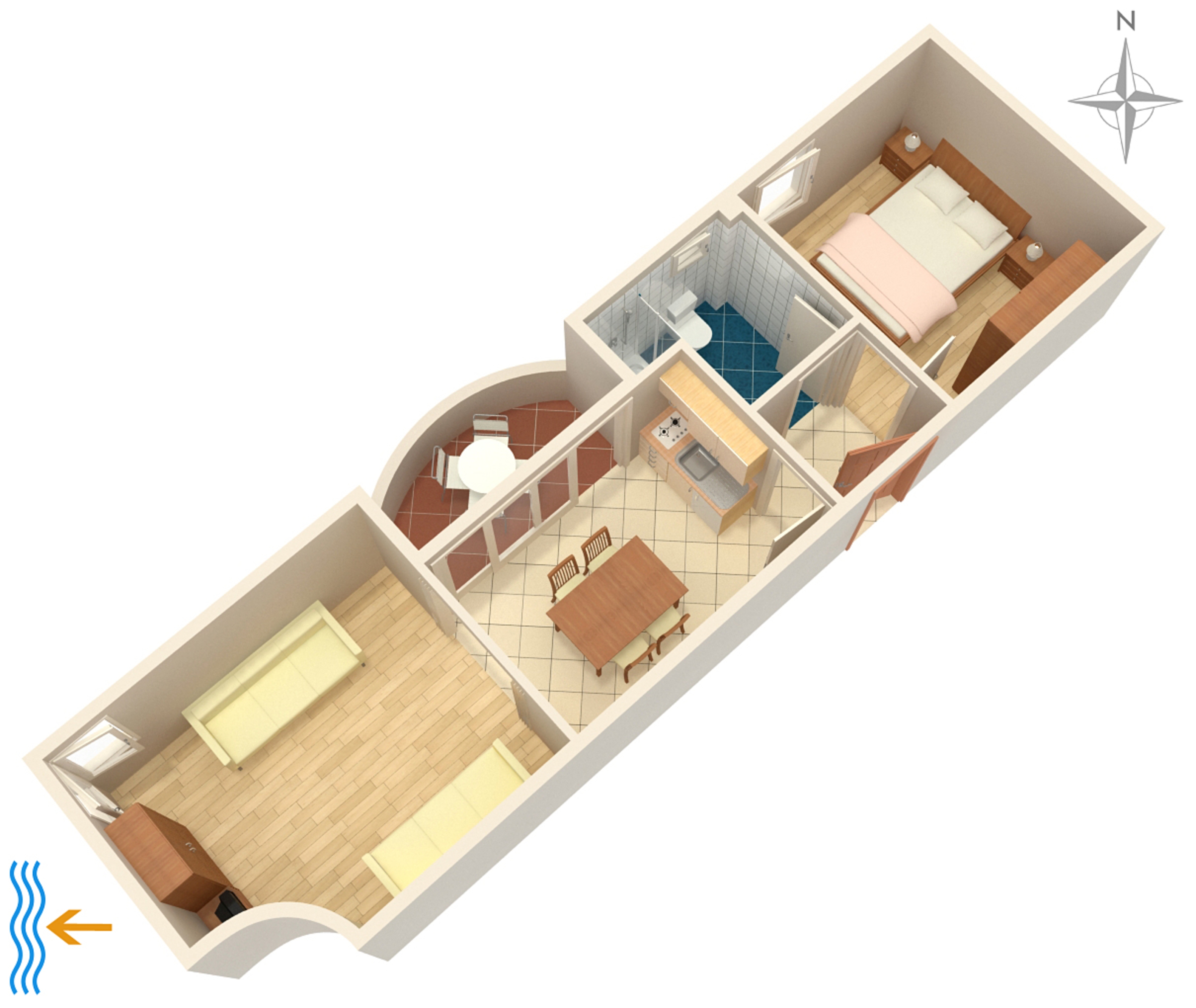 One bedroom apartment with terrace and sea view Zadar - Diklo, Zadar  A-b