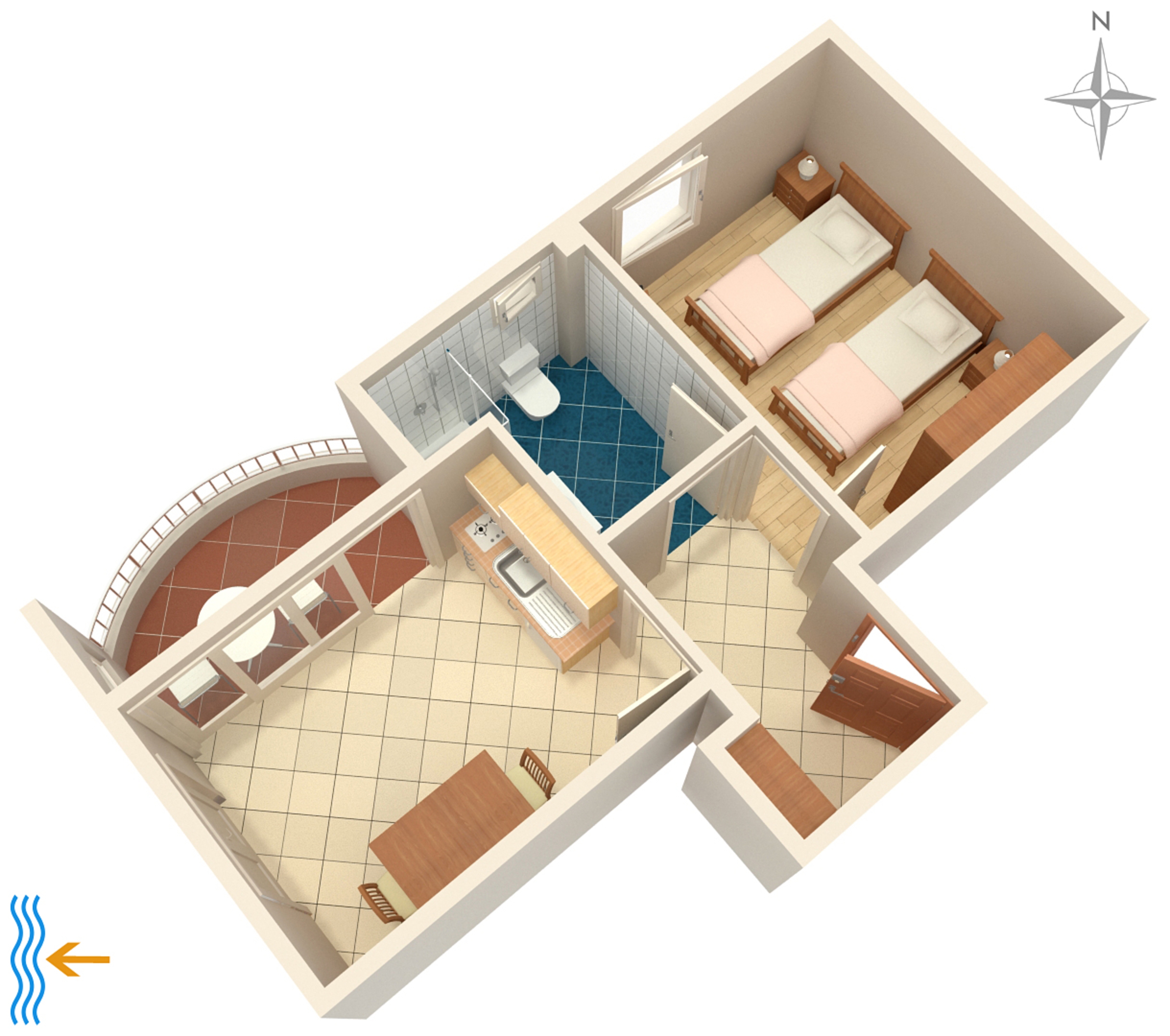 One bedroom apartment with terrace and sea view Zadar - Diklo, Zadar  A-c