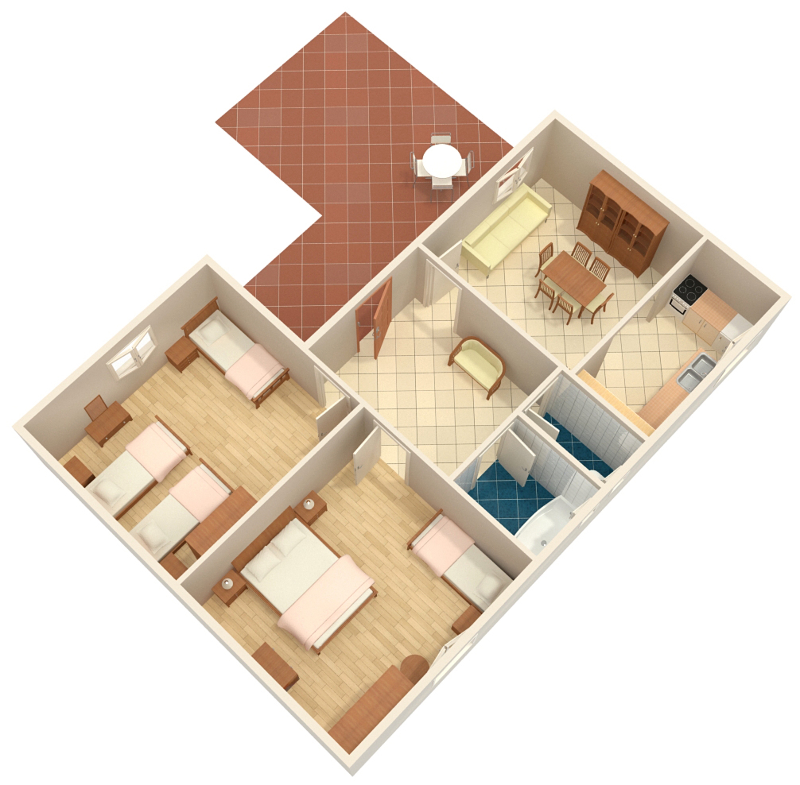 Two bedroom apartment with terrace Biograd na Moru, Biograd  A-a