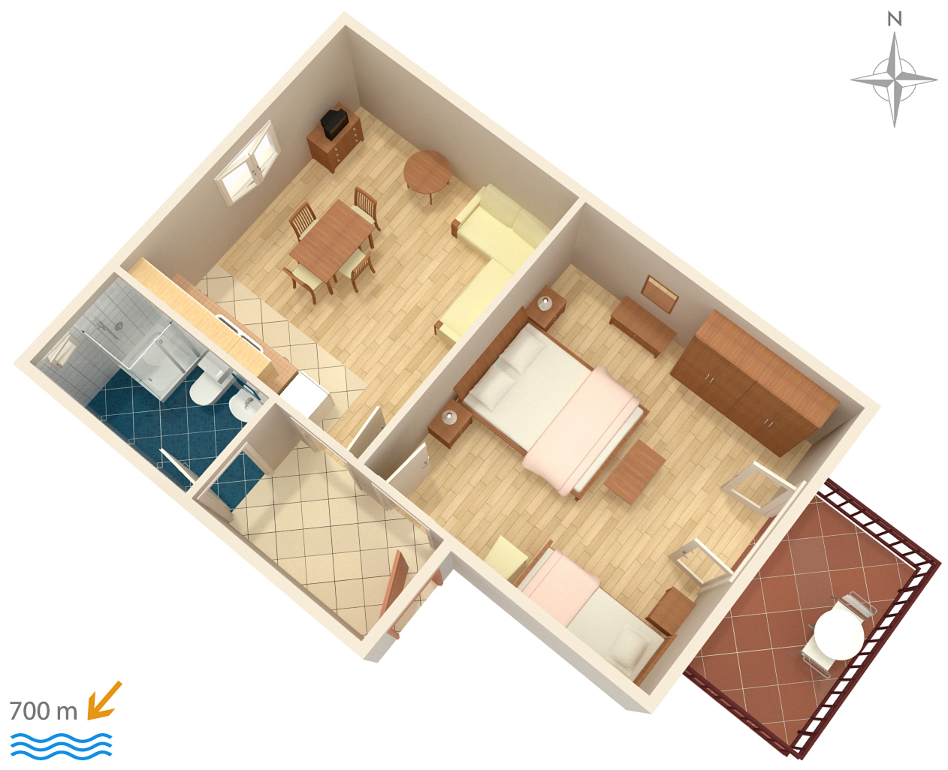 One bedroom apartment with terrace Biograd na Moru, Biograd  A-c