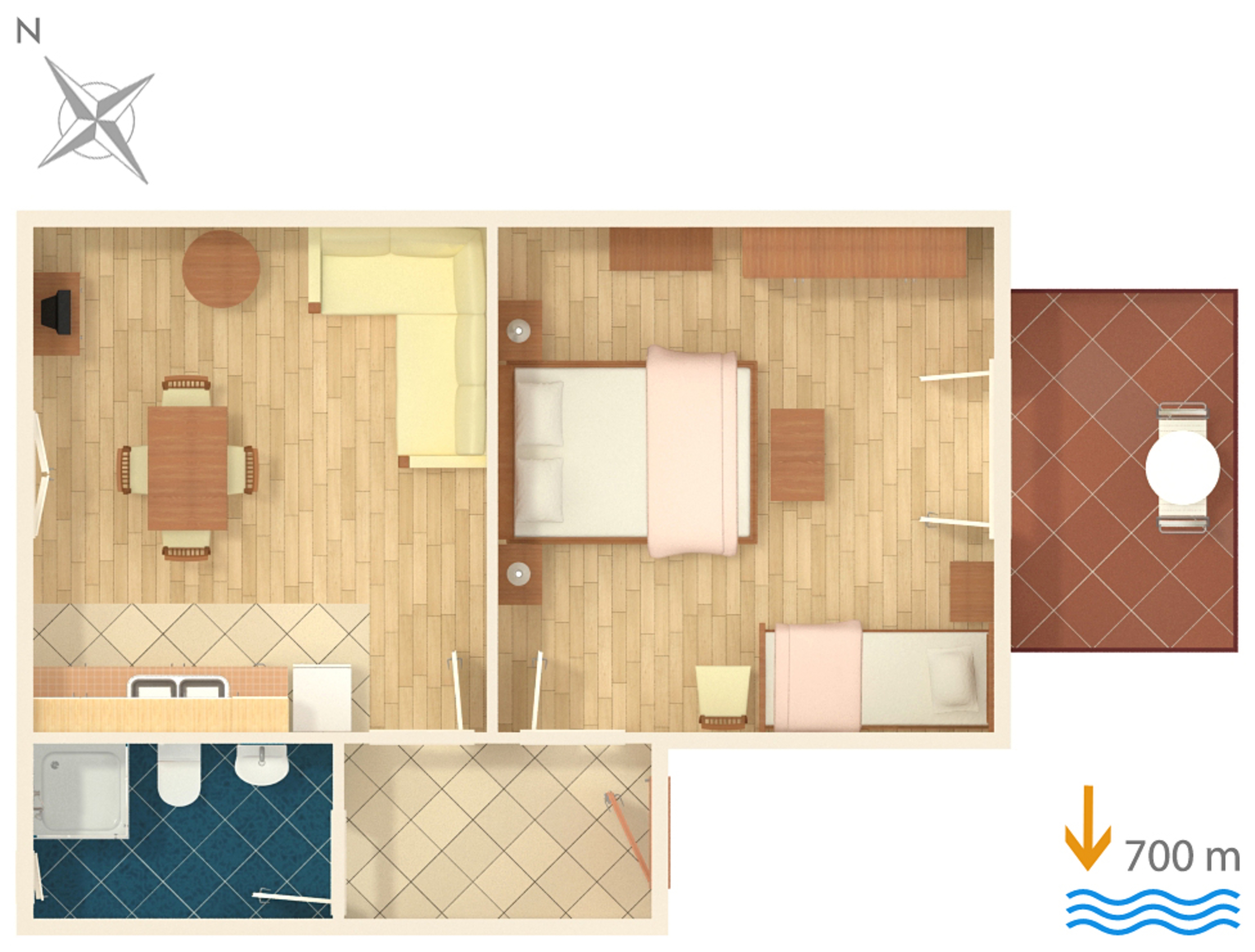 One bedroom apartment with terrace Biograd na Moru, Biograd  A-c