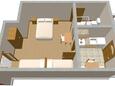 Hvar, Půdorys v ubytování typu studio-apartment, domácí mazlíčci povoleni a WiFi.
