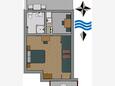 Hvar, Půdorys v ubytování typu studio-apartment, domácí mazlíčci povoleni a WiFi.
