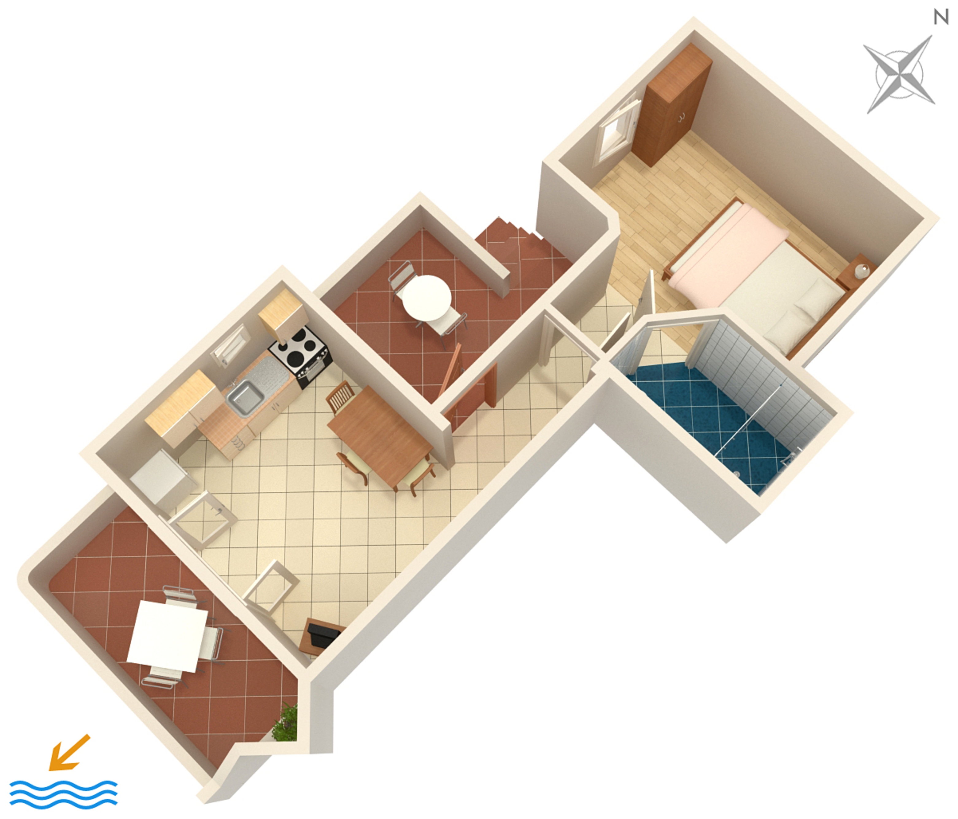 One bedroom apartment with terrace and sea view Ivan Dolac, Hvar  A-c
