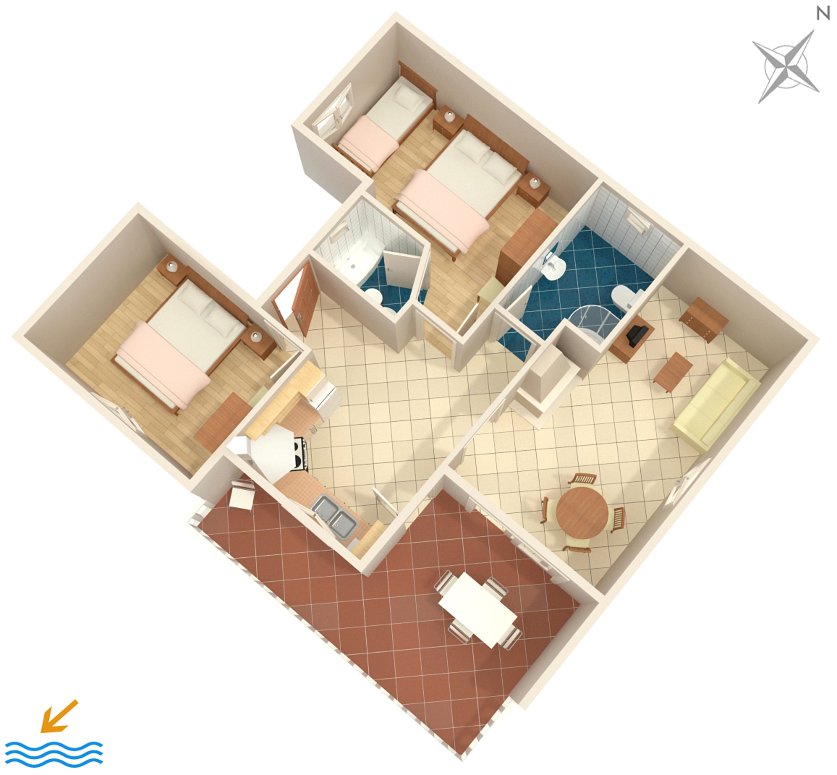 Two bedroom apartment with terrace and sea view Ivan Dolac, Hvar  A-d