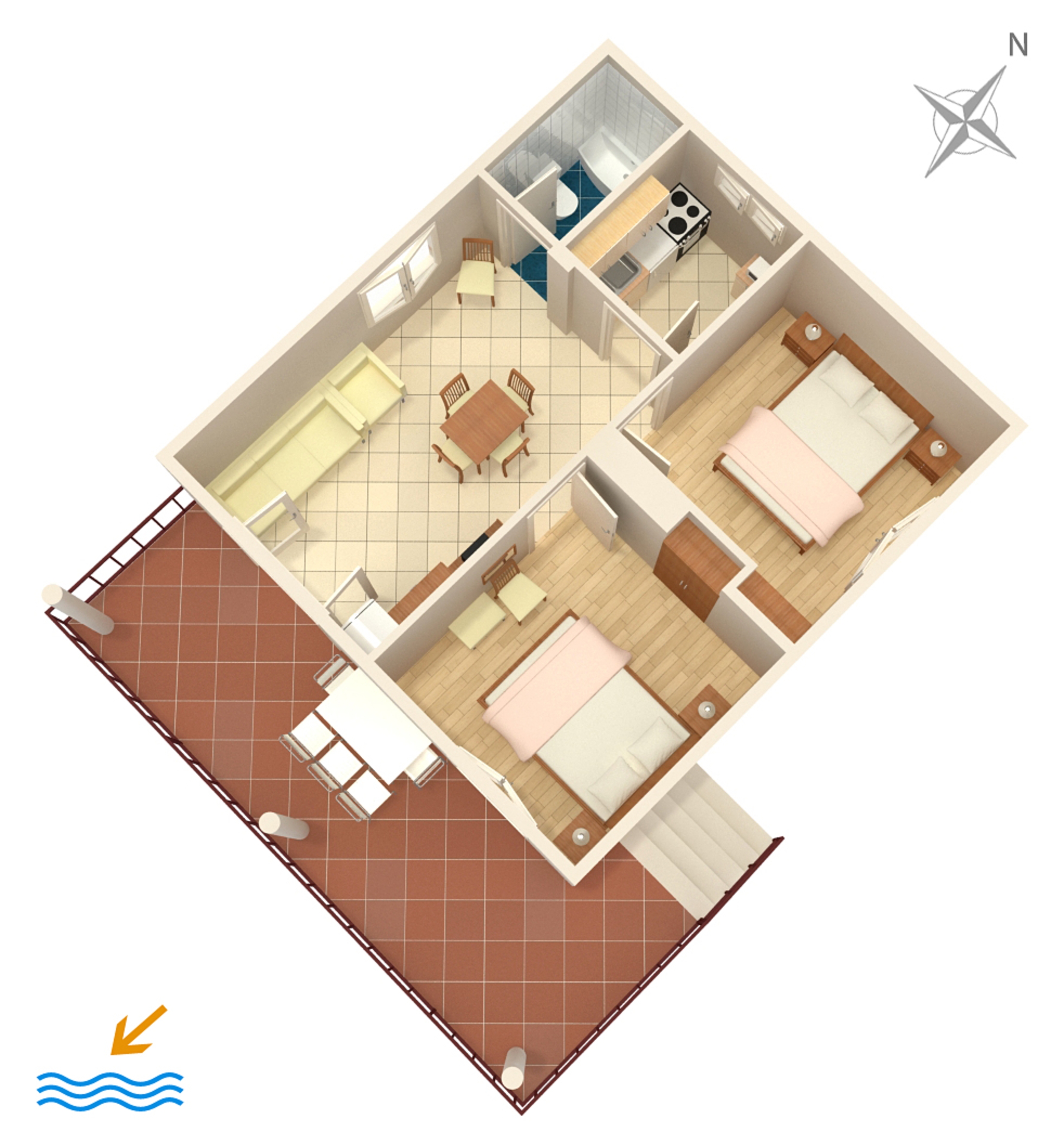 Two bedroom apartment with terrace and sea view Zavala, Hvar  A-a