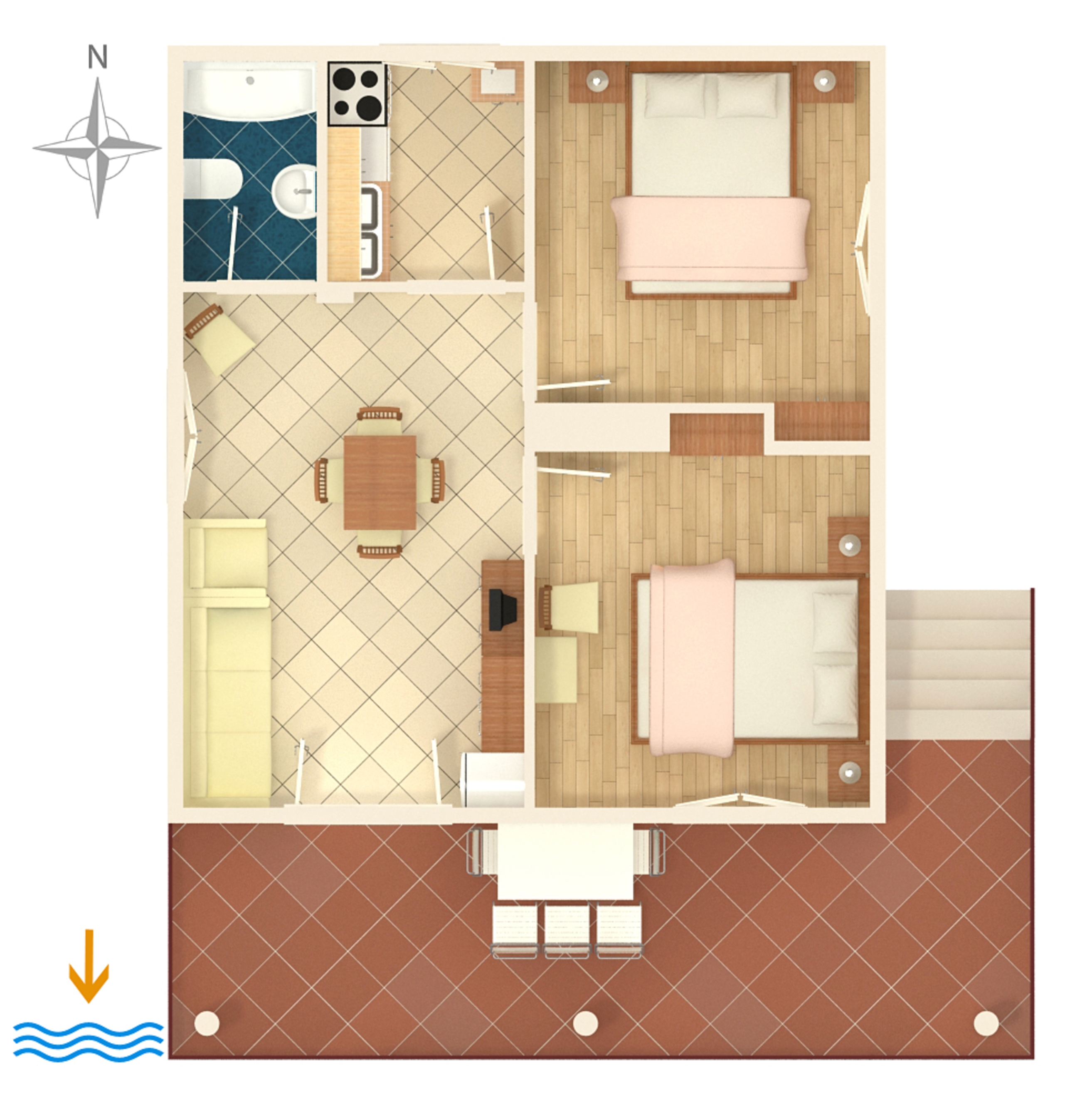 Two bedroom apartment with terrace and sea view Zavala, Hvar  A-a