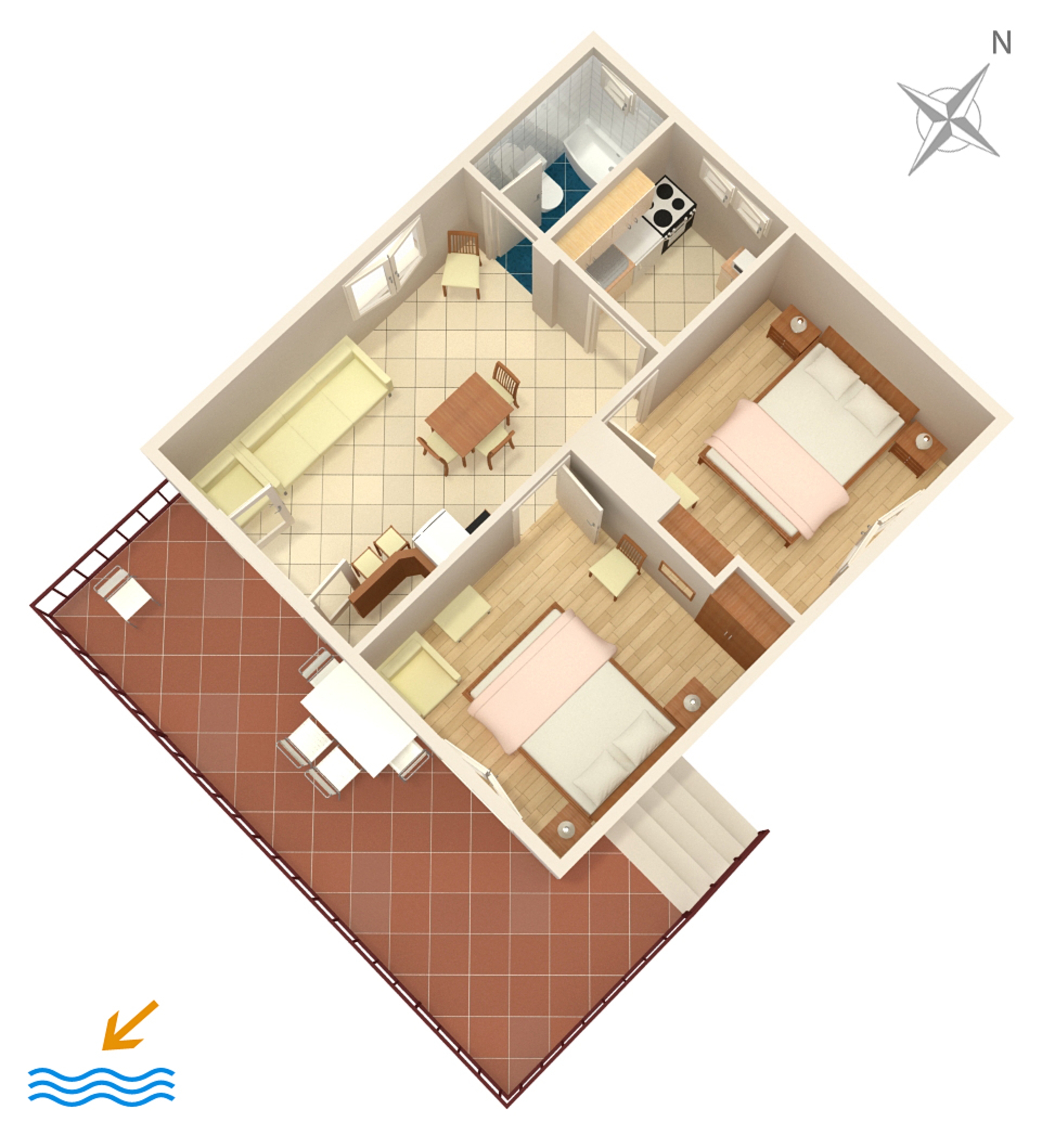 Two bedroom apartment with terrace and sea view Zavala, Hvar  A-b
