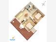 Zavala, plattegrond in the apartment, (pet friendly) en WiFi.