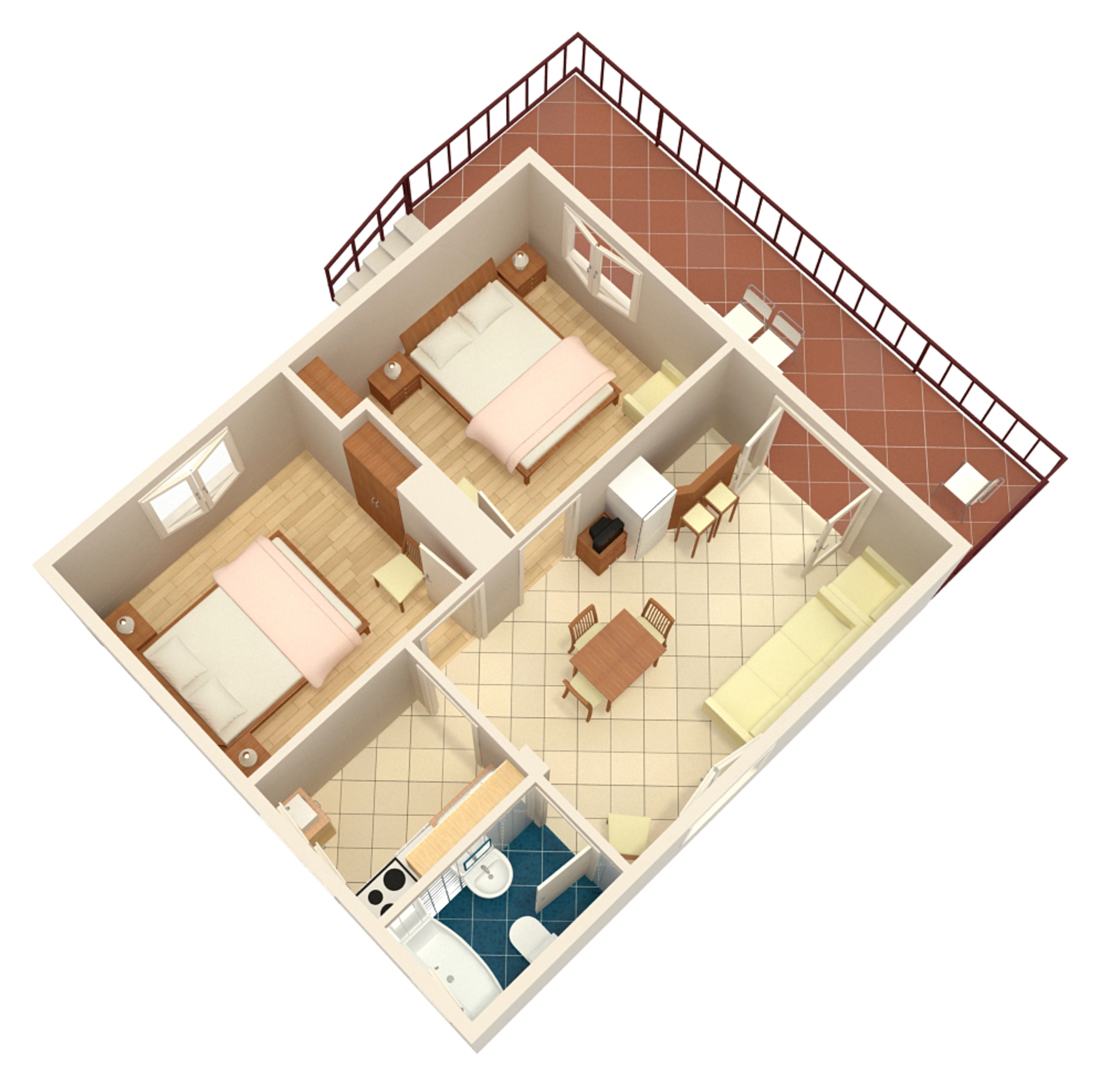 Two bedroom apartment with terrace and sea view Zavala, Hvar  A-b