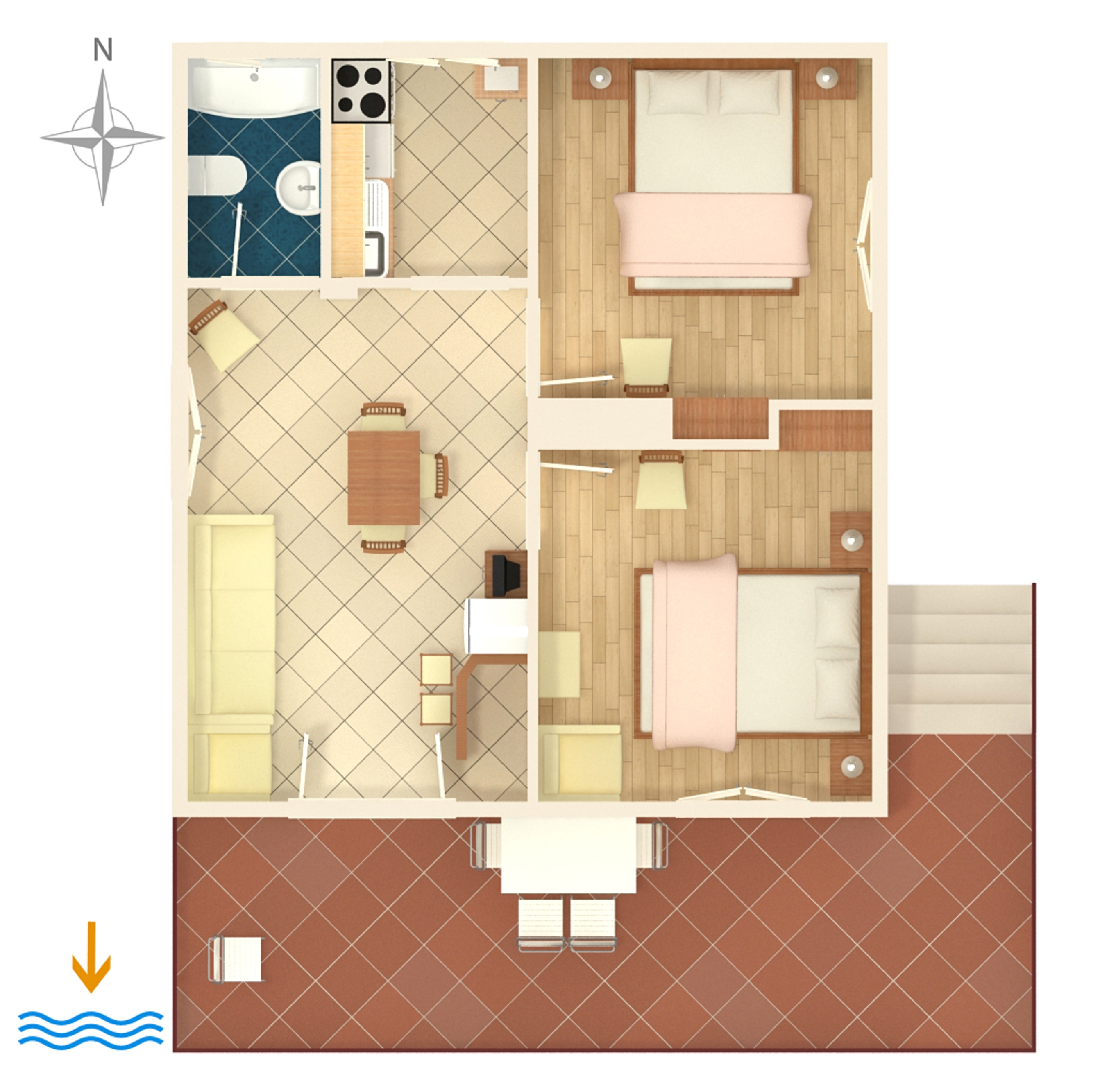 Two bedroom apartment with terrace and sea view Zavala, Hvar  A-b
