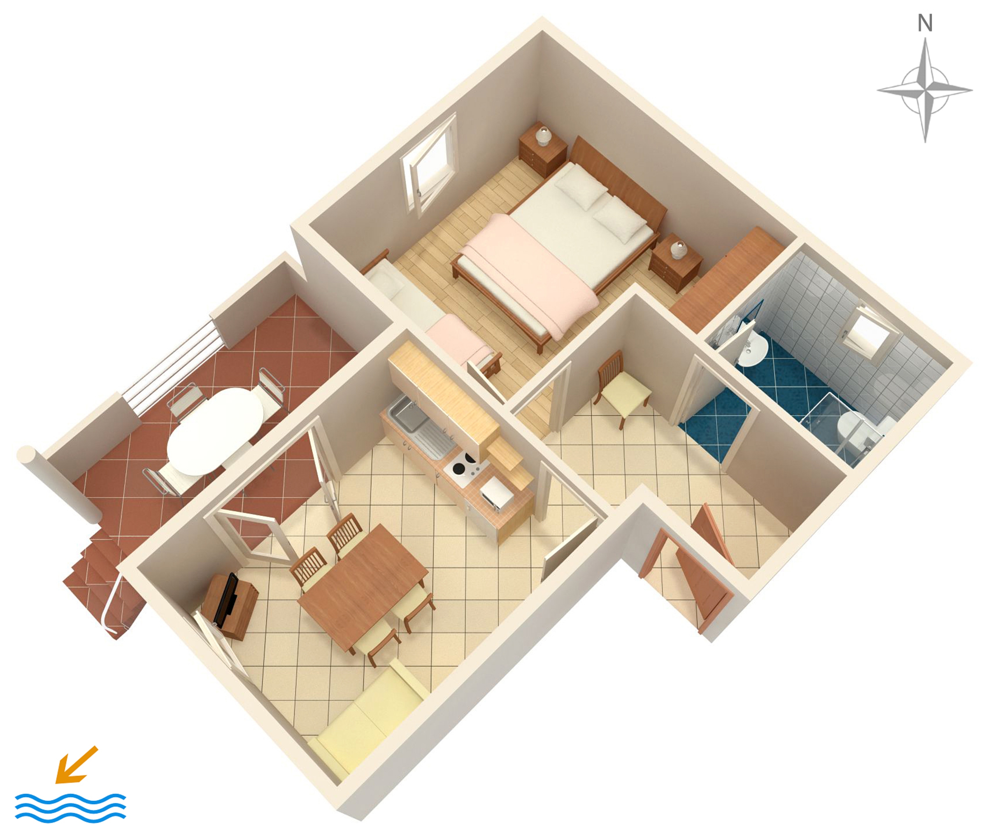 One bedroom apartment near beach Vrsi - Mulo, Zadar  A-a