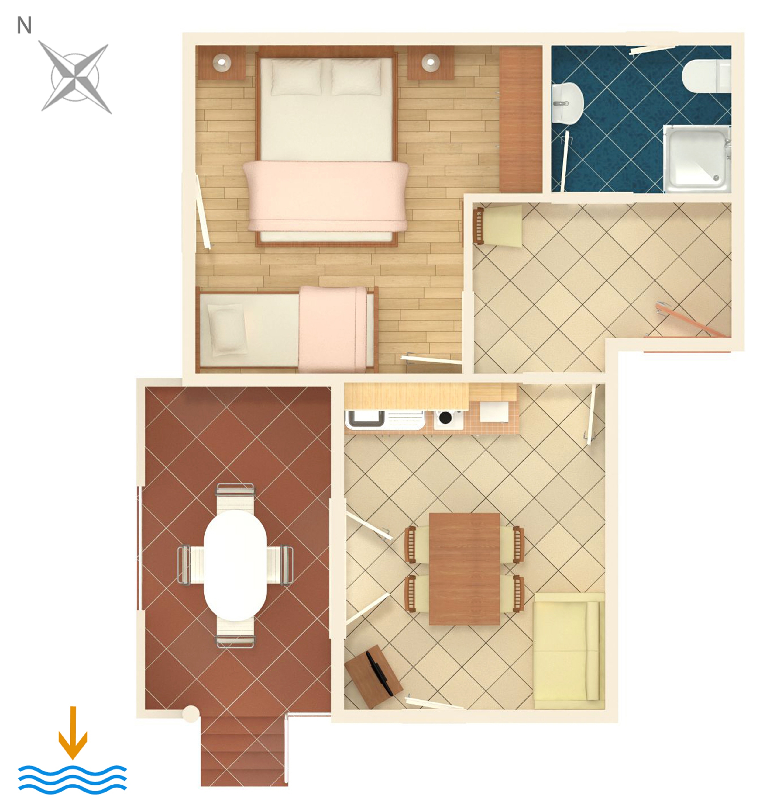 One bedroom apartment near beach Vrsi - Mulo, Zadar  A-a