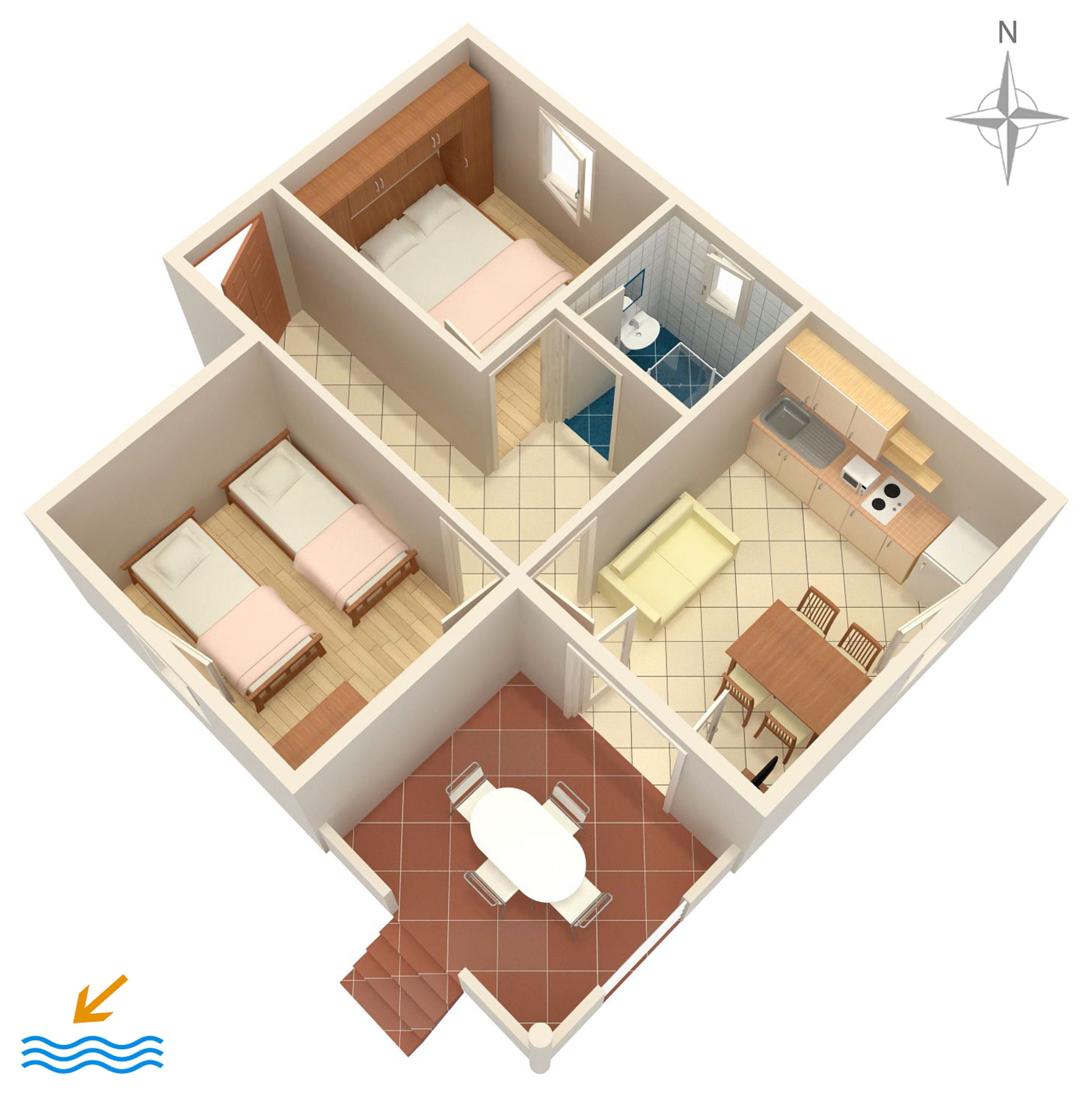 Two bedroom apartment near beach Vrsi - Mulo, Zadar  A-b