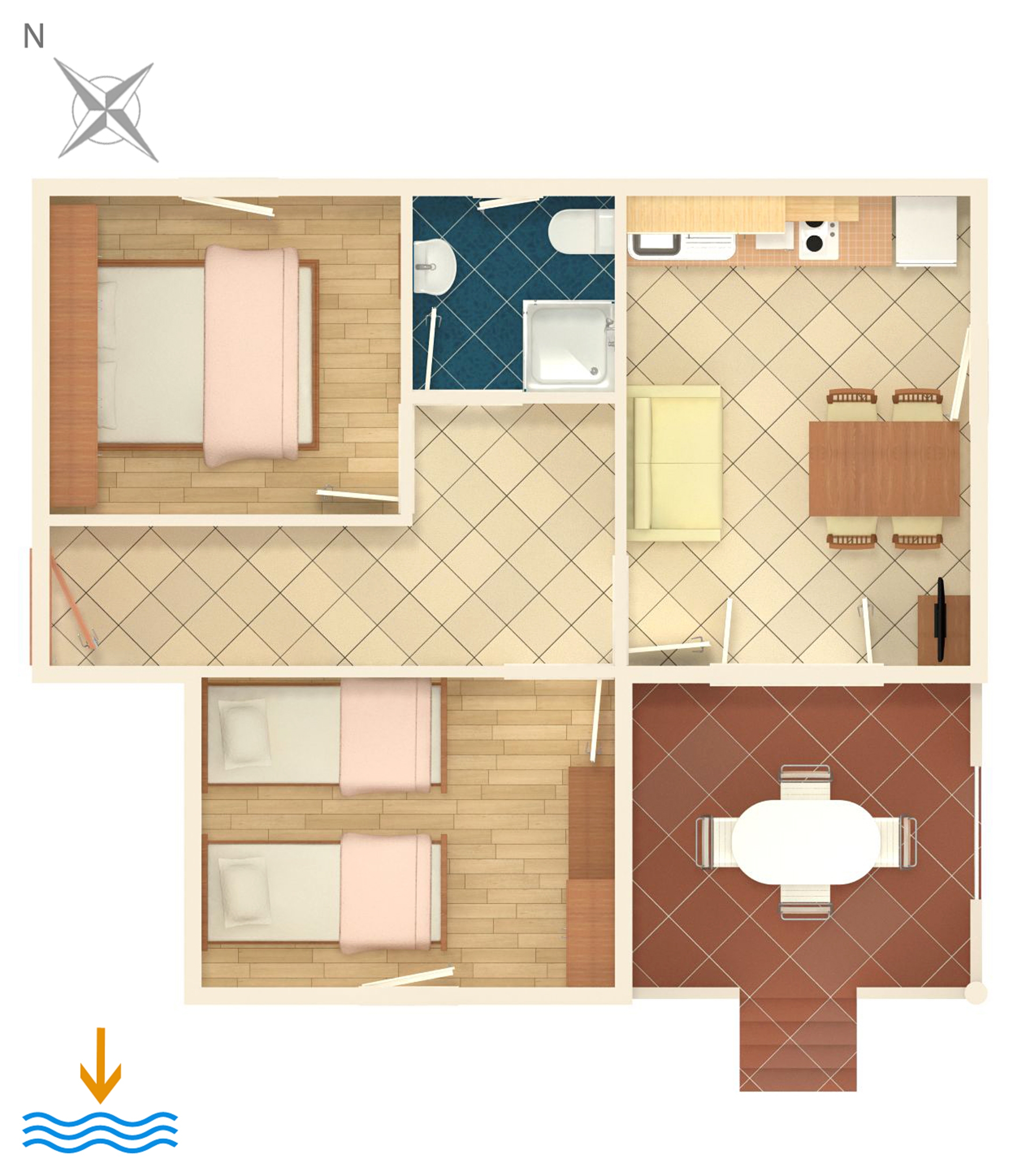 Two bedroom apartment near beach Vrsi - Mulo, Zadar  A-b