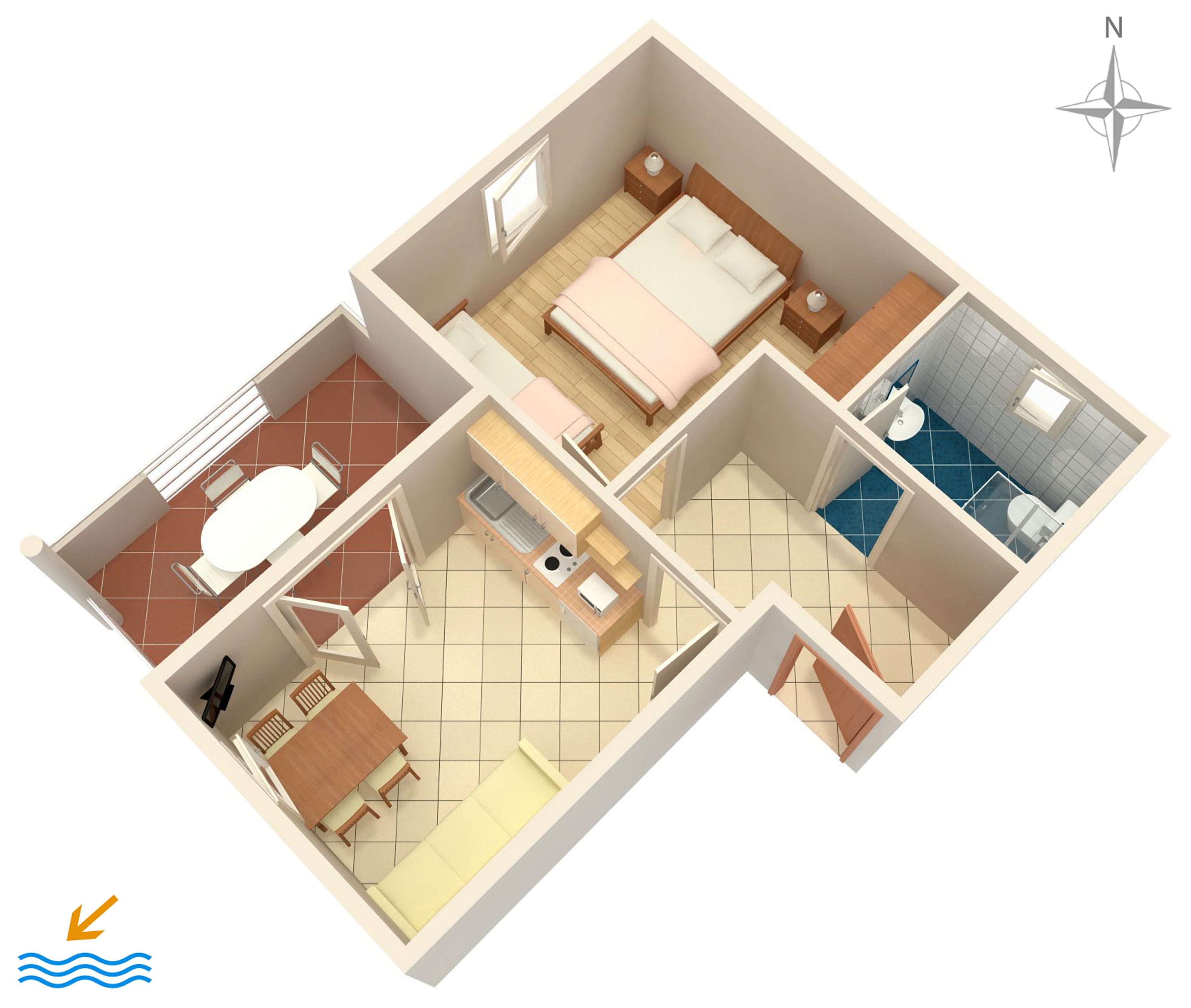 One bedroom apartment near beach Vrsi - Mulo, Zadar  A-c