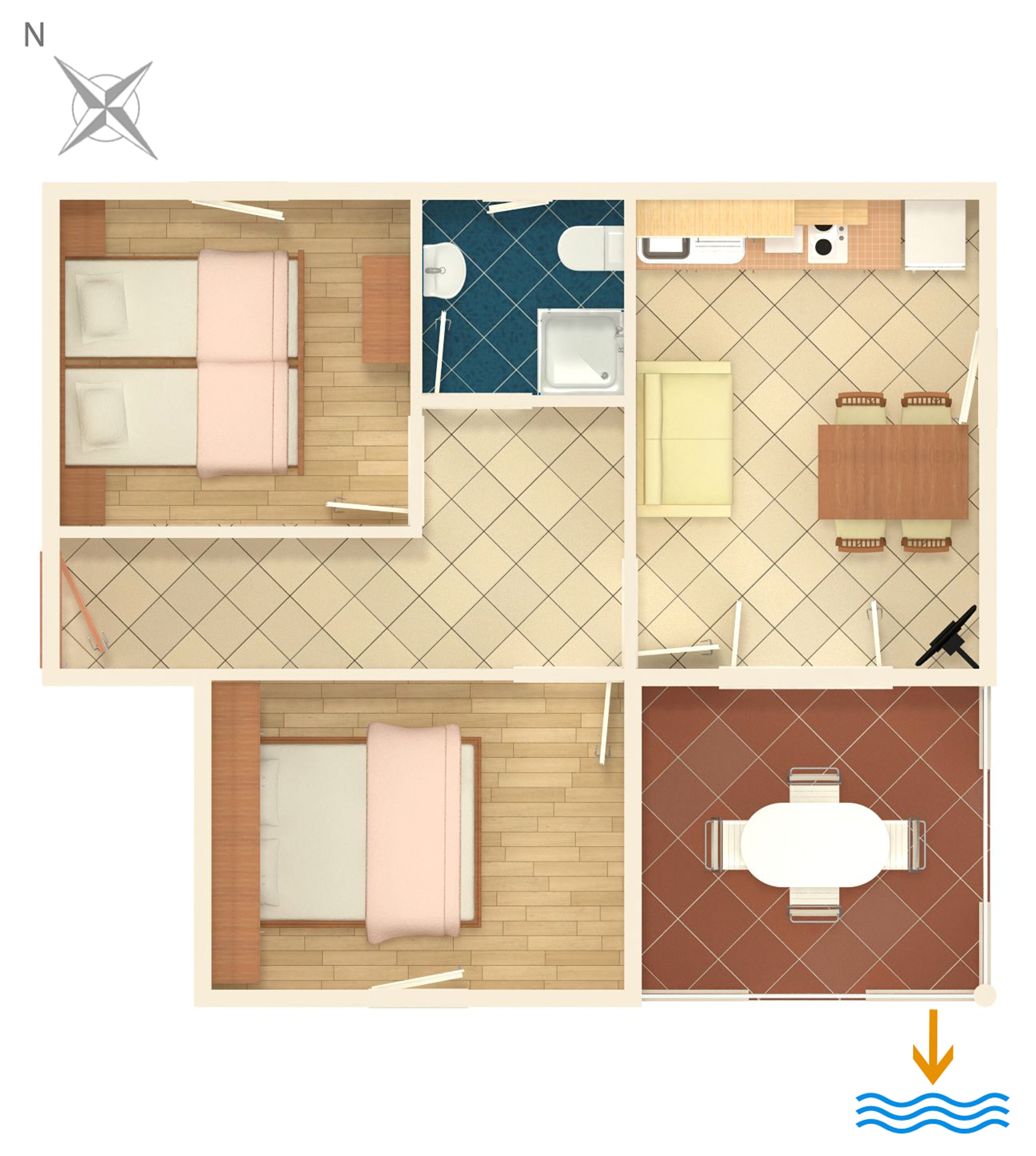 Two bedroom apartment near beach Vrsi - Mulo, Zadar  A-d