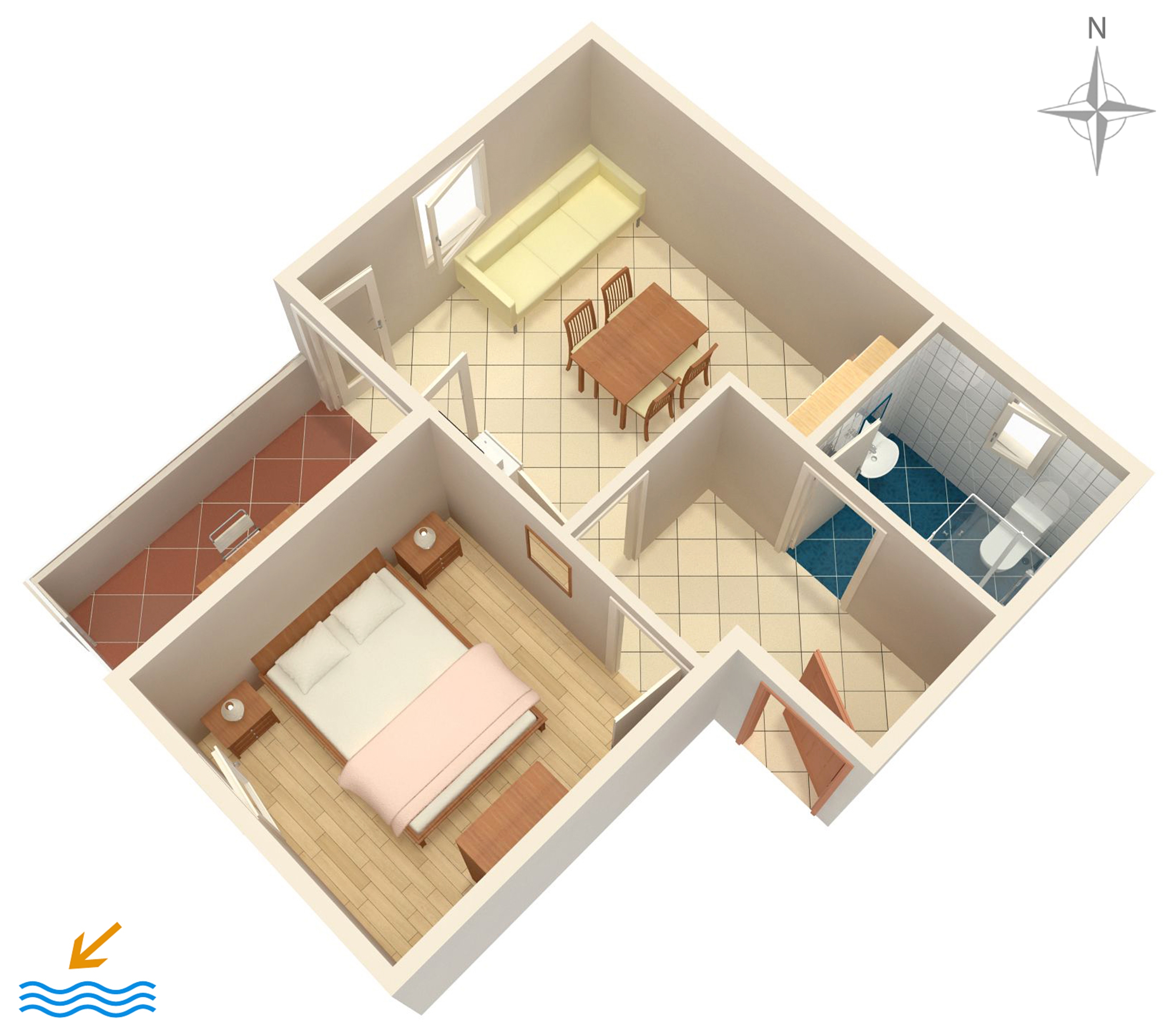 One bedroom apartment near beach Vrsi - Mulo, Zadar  A-e