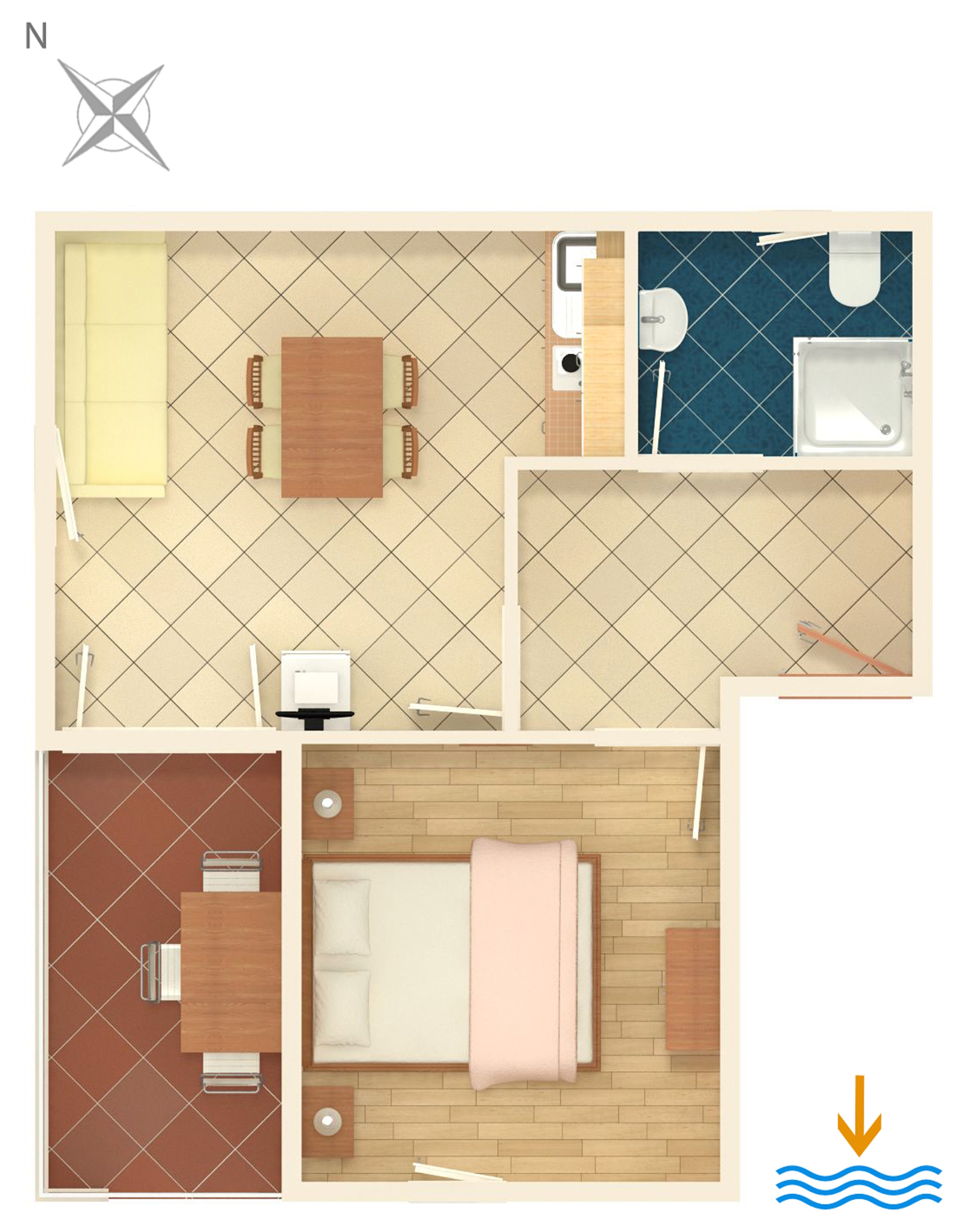 One bedroom apartment near beach Vrsi - Mulo, Zadar  A-e