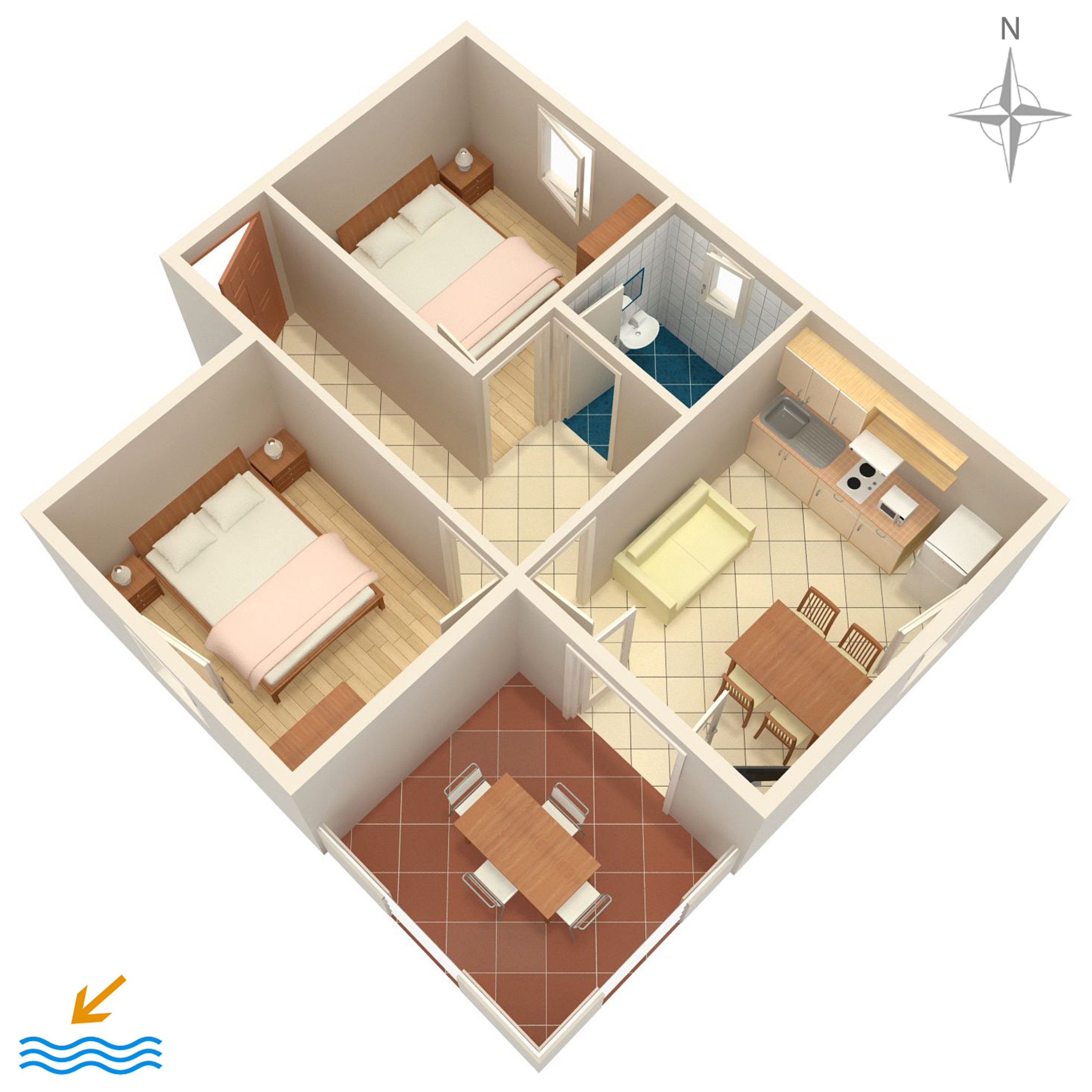 Two bedroom apartment near beach Vrsi - Mulo, Zadar  A-f