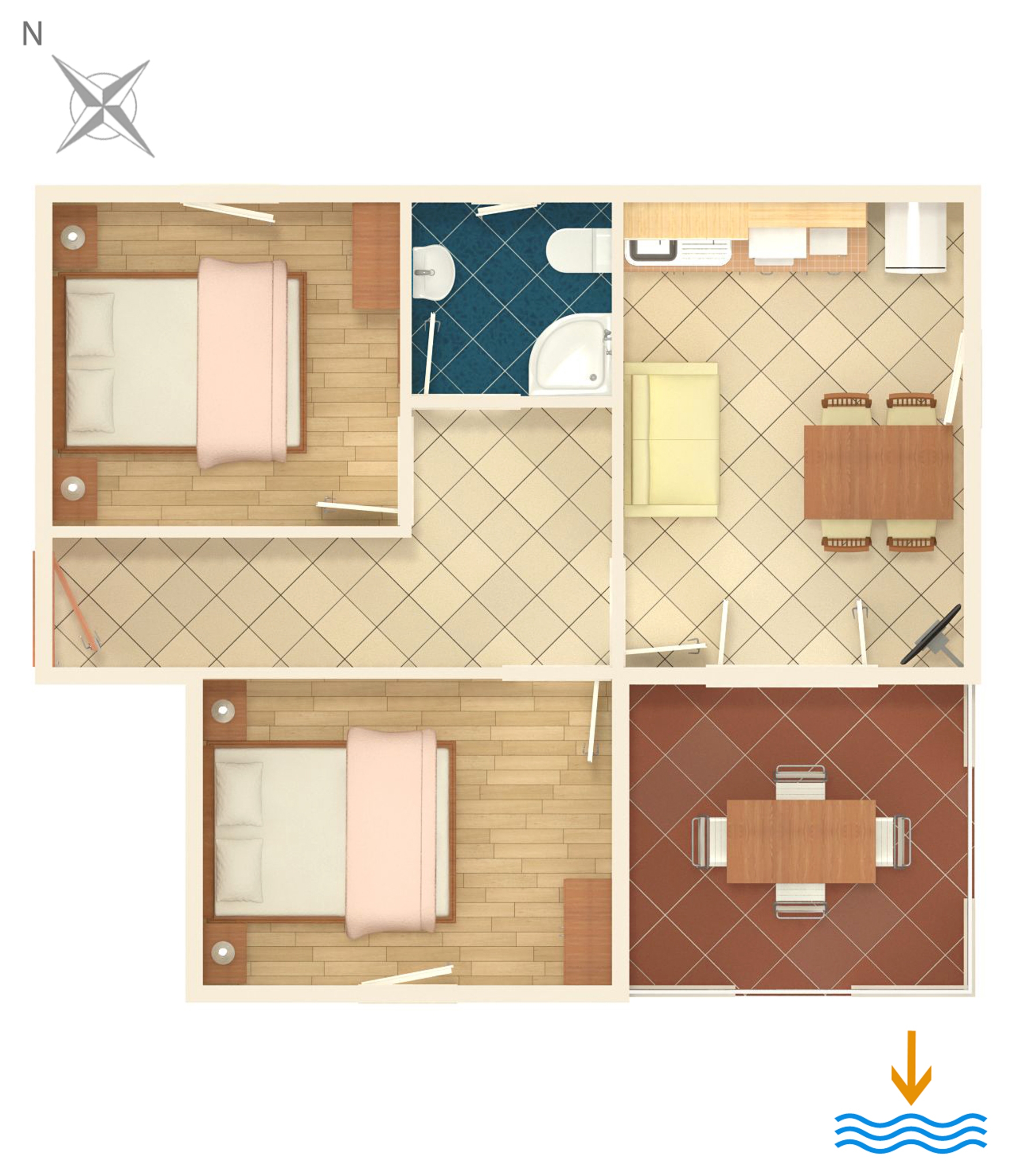 Two bedroom apartment near beach Vrsi - Mulo, Zadar  A-f