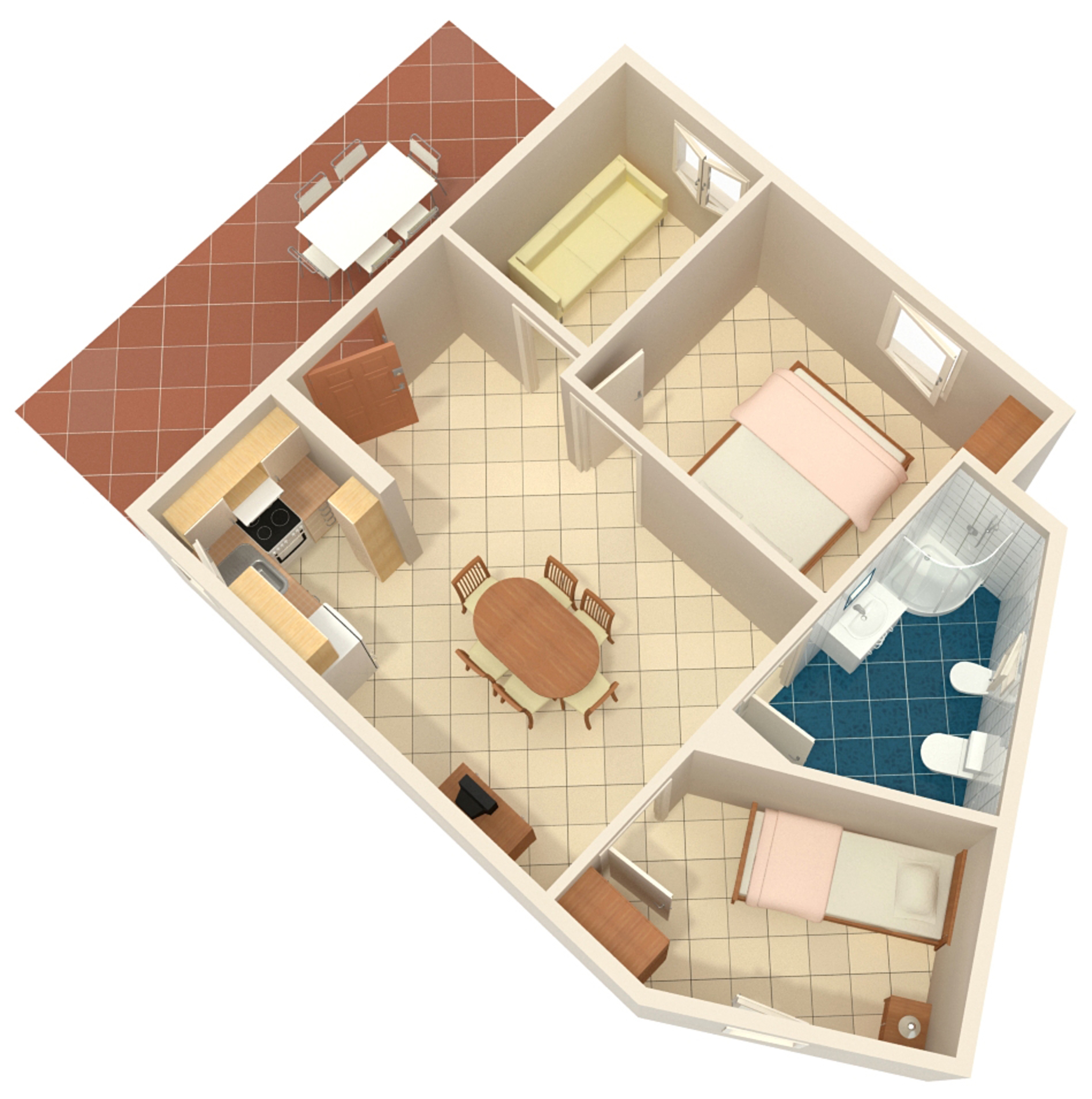 Three bedroom apartment with terrace Marina, Trogir  A-b